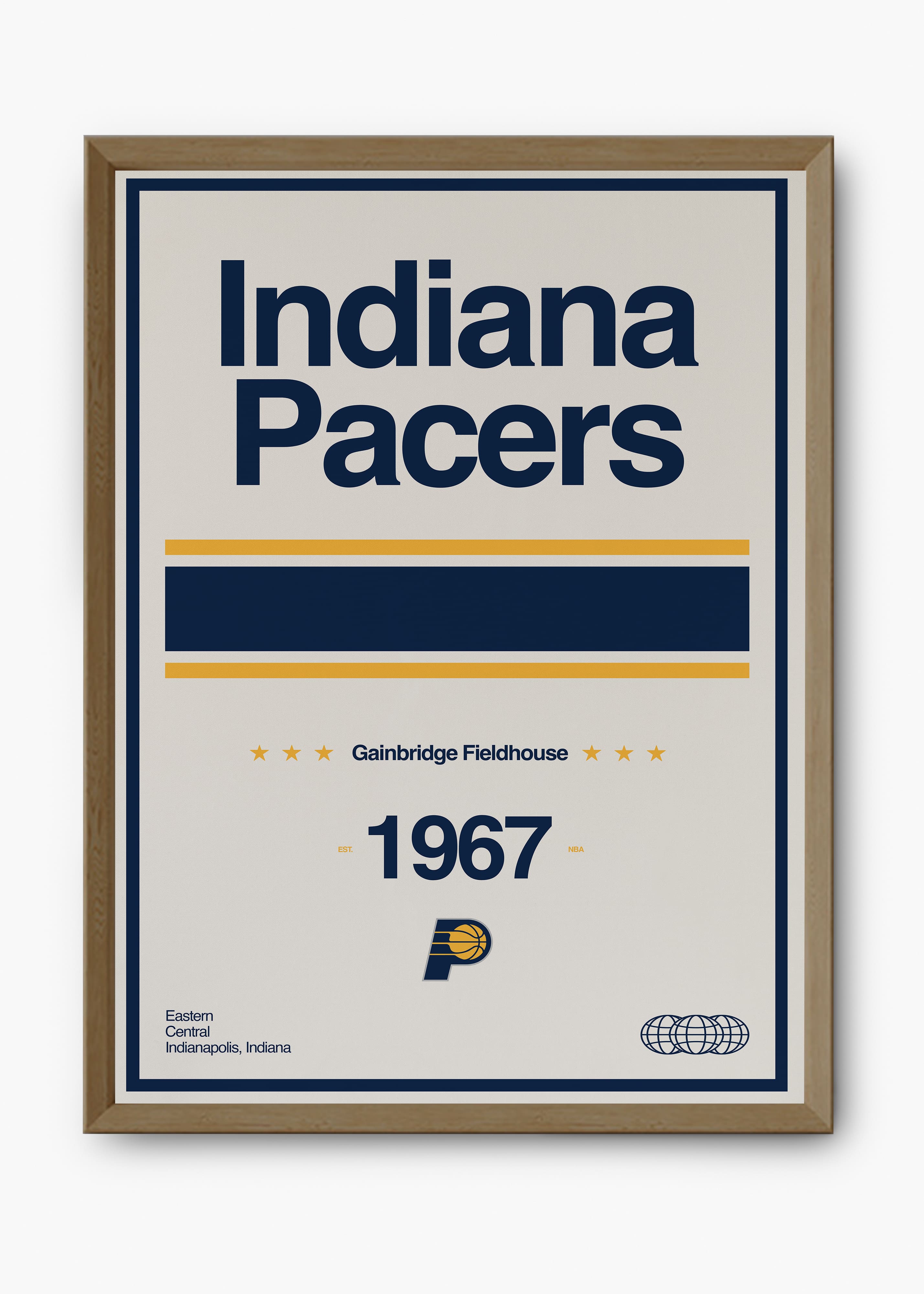 Quadro decorativo NBA Indiana Pacers — arte de basquete para parede | Cübe Quadros