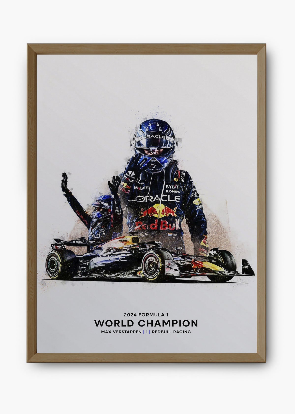 Quadro decorativo Max Verstappen World Champion 2024 — arte de automobilismo para parede | Cübe Quadros