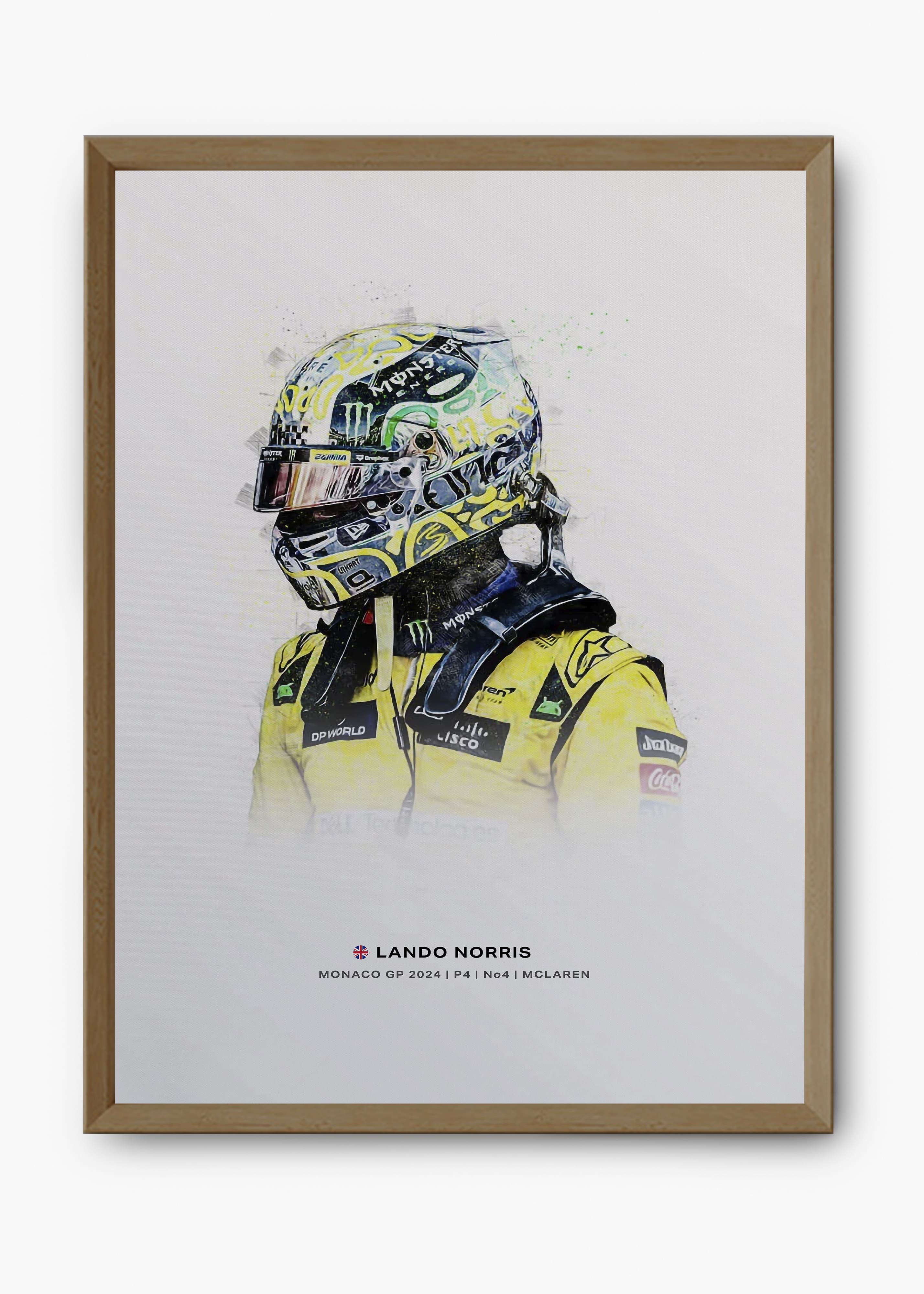 Quadro decorativo Lando Norris Monaco GP 2024 II — arte de automobilismo para parede | Cübe Quadros
