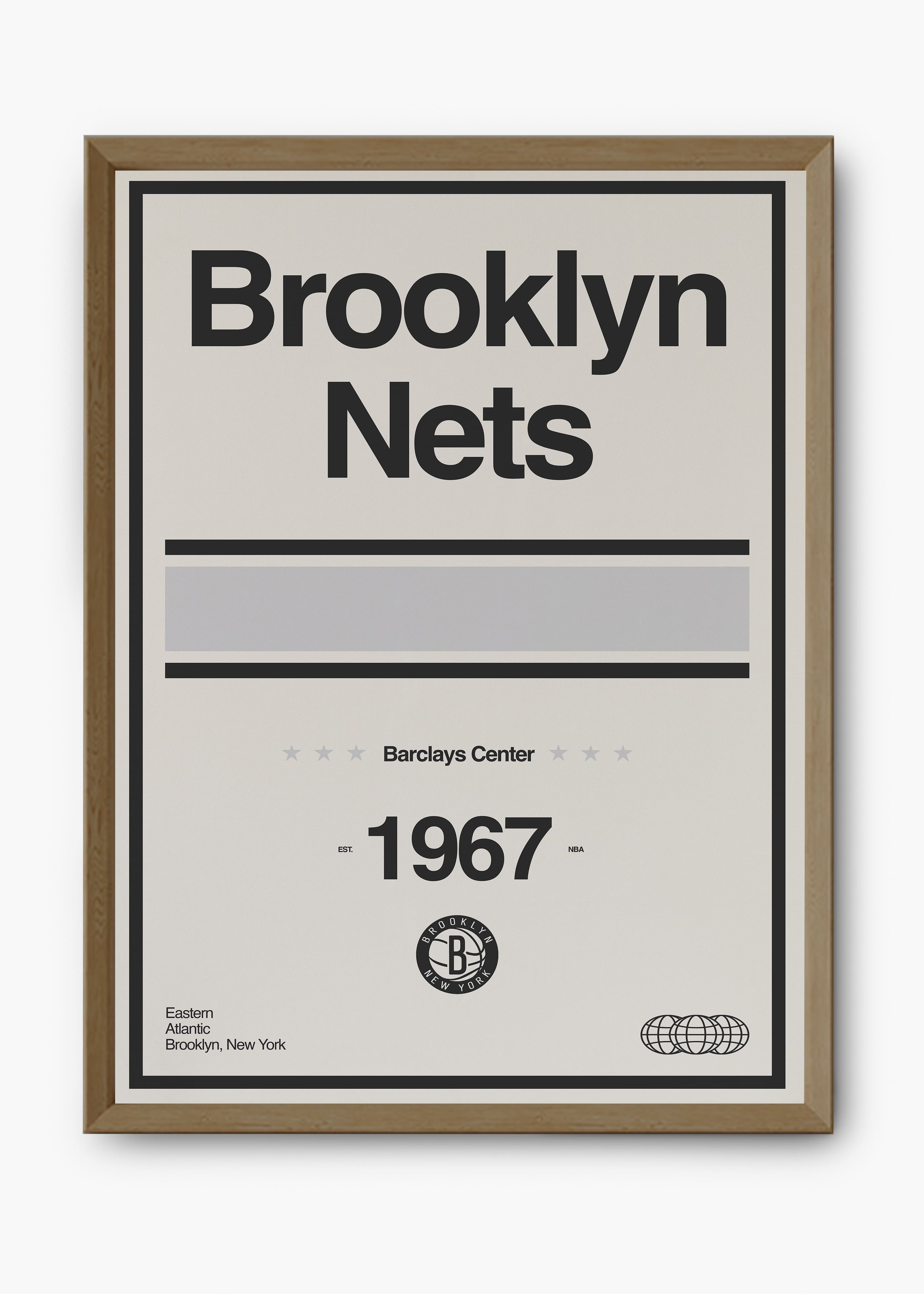 Quadro decorativo NBA Brooklyn Nets — arte de basquete para parede | Cübe Quadros