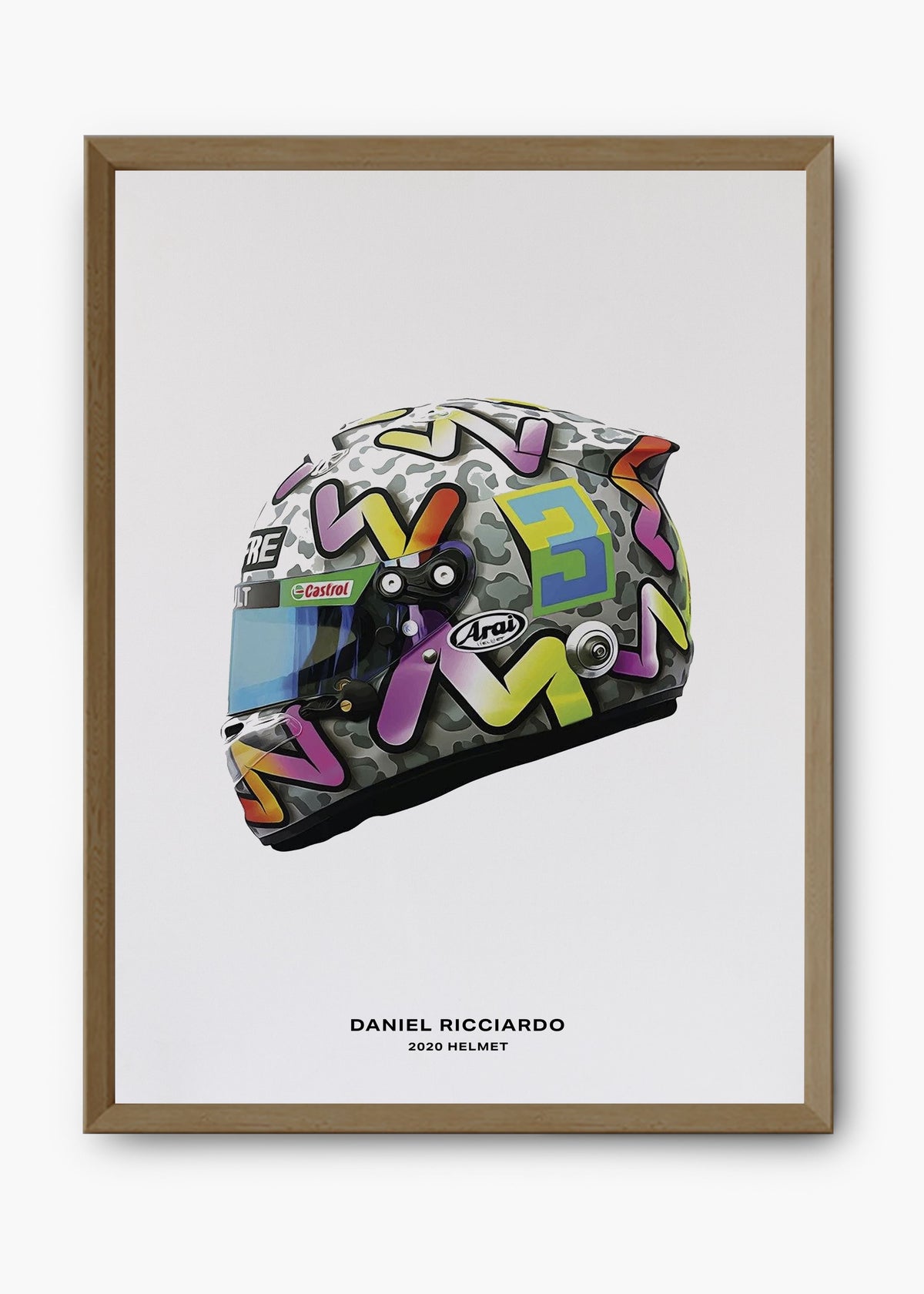 Quadro decorativo Daniel Ricciardo 2020 — arte de automobilismo para parede | Cübe Quadros
