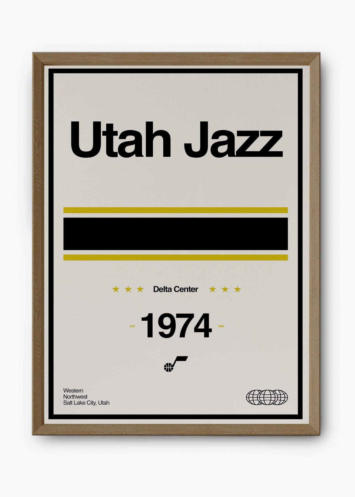 Quadro decorativo NBA Utah Jazz — arte de basquete para parede | Cübe Quadros