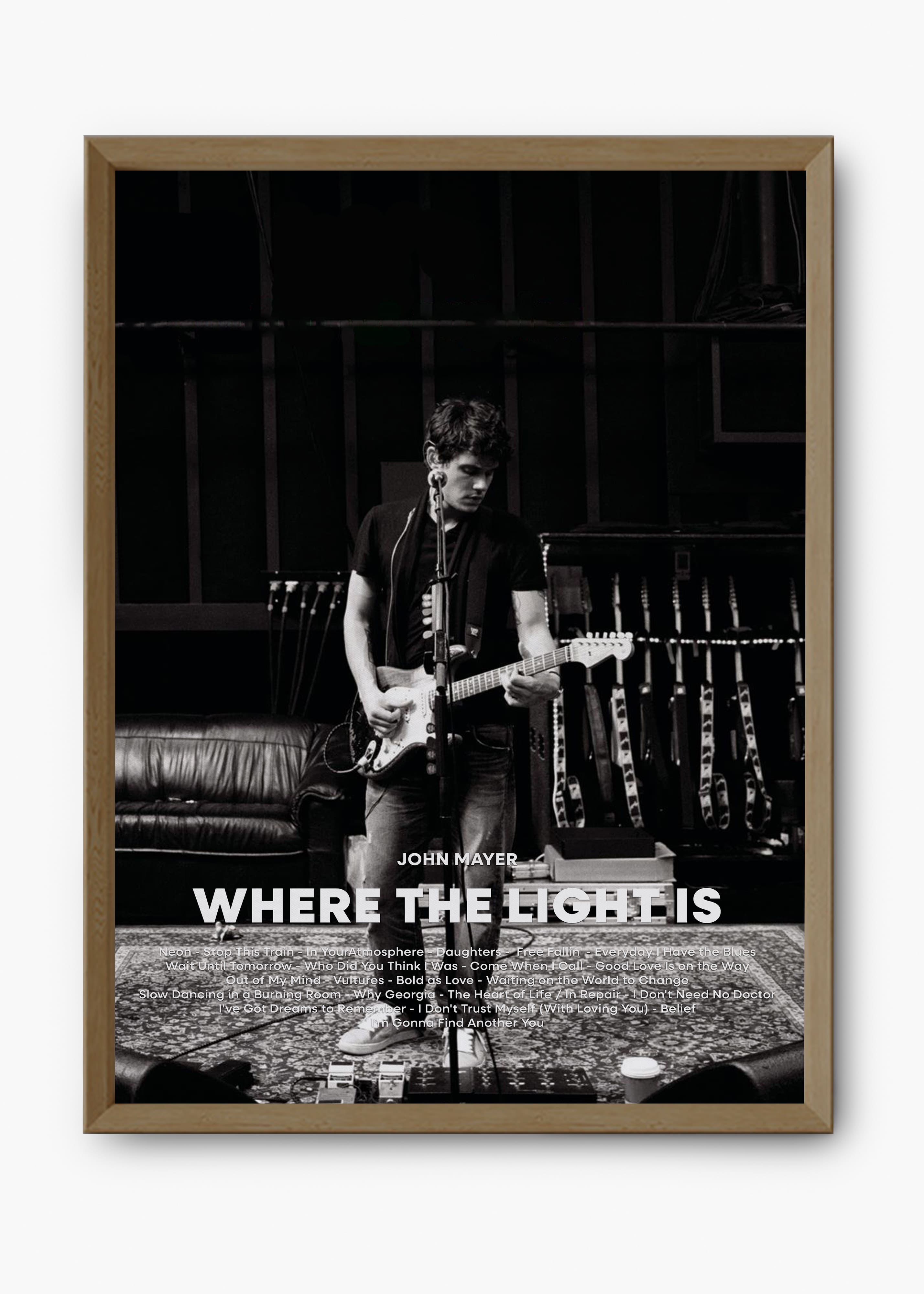 Quadro decorativo John Mayer Where The Light Is — arte musical para parede | Cübe Quadros