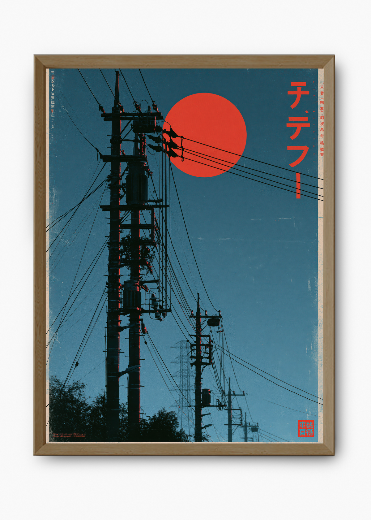 Quadro Japonês Red Sun Wires - 9