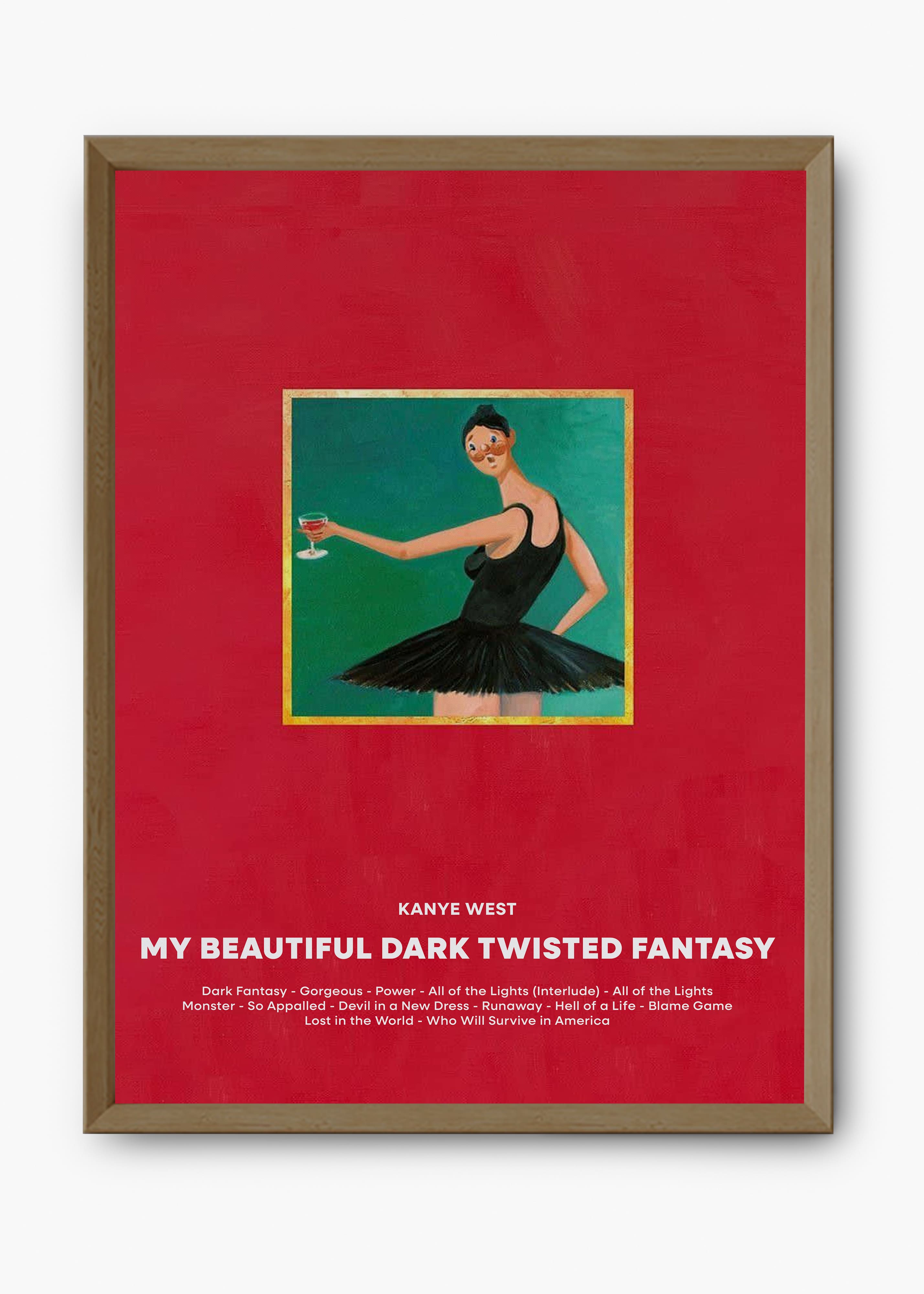 Quadro decorativo Kanye West My Beautiful Dark Twisted Fantasy — arte de rap para parede | Cübe Quadros