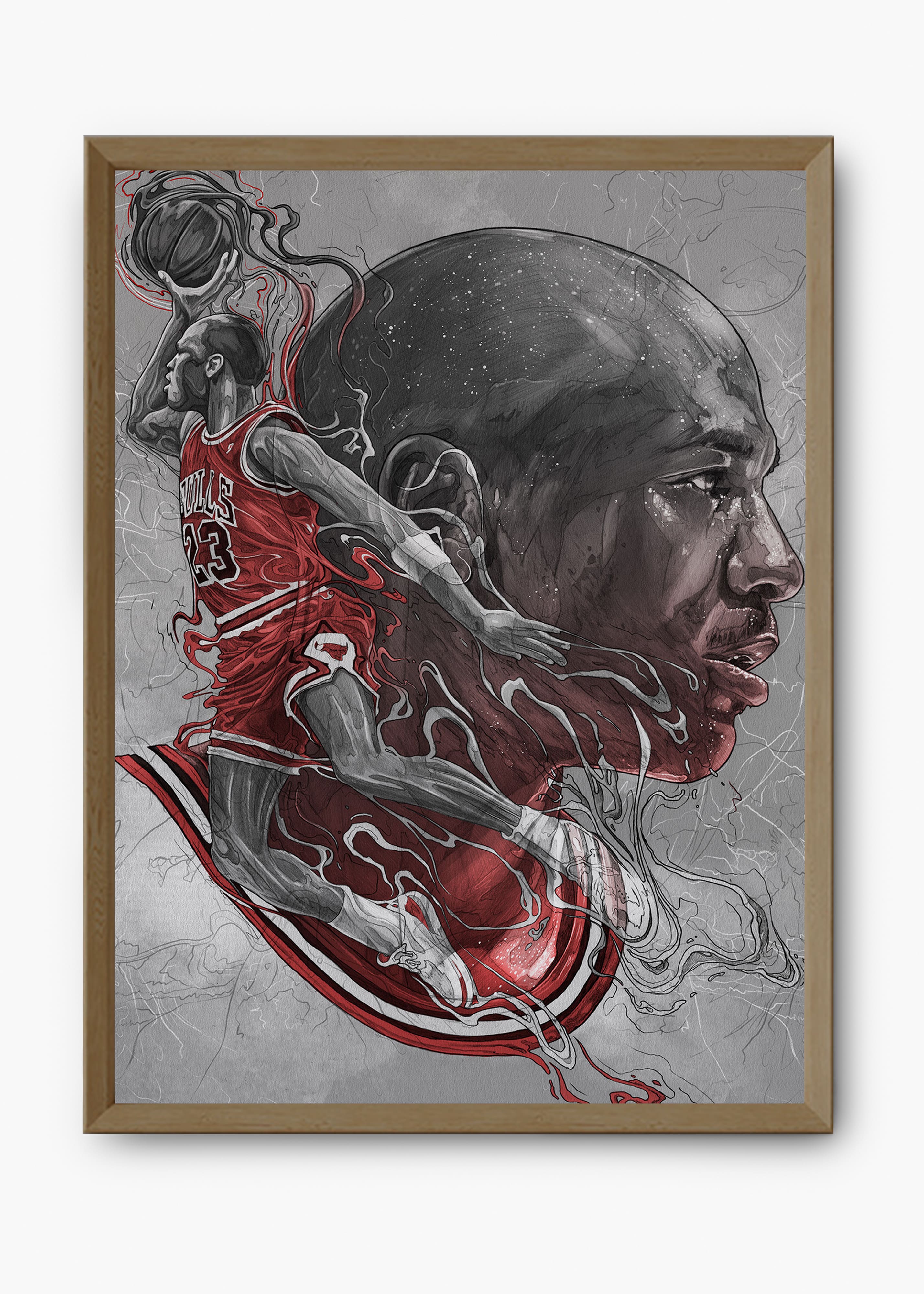 Quadro decorativo Michael Jordan II — arte de basquete para parede | Cübe Quadros