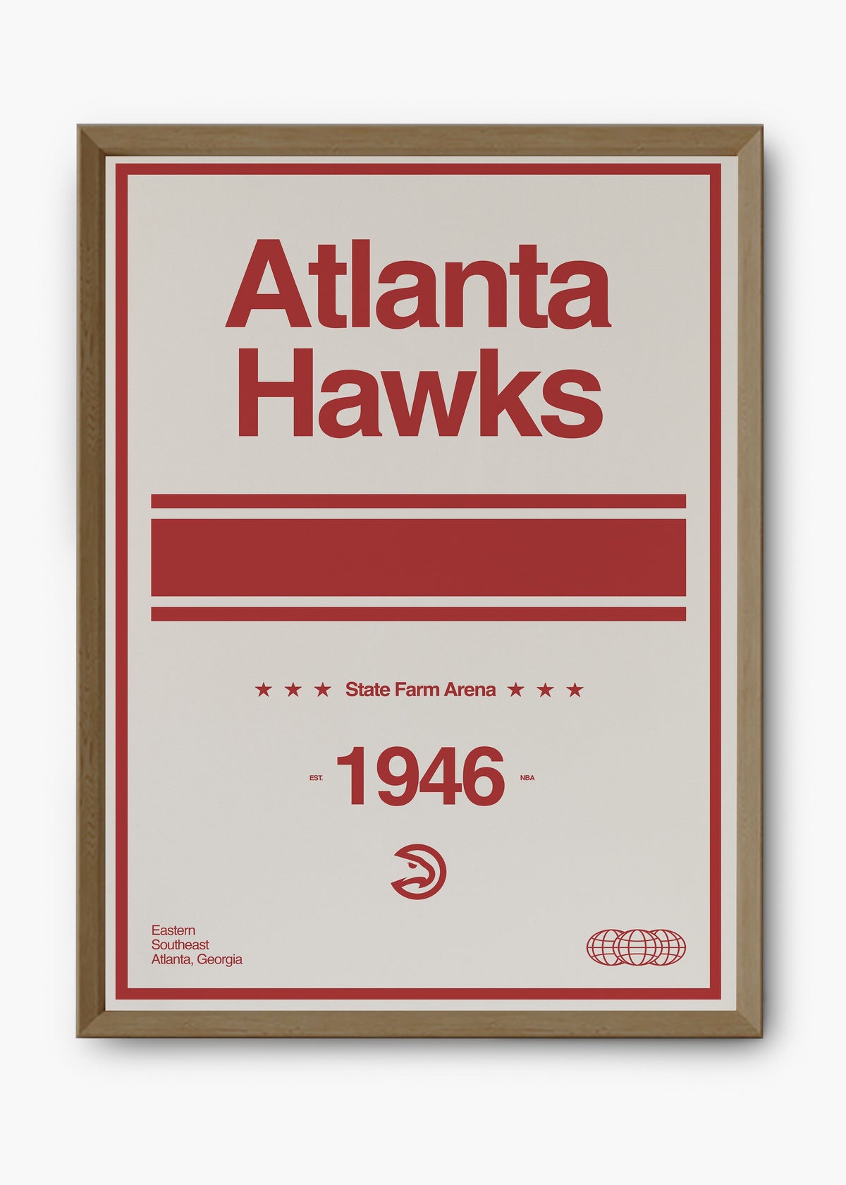Quadro decorativo NBA Atlanta Hawks — arte de basquete para parede | Cübe Quadros