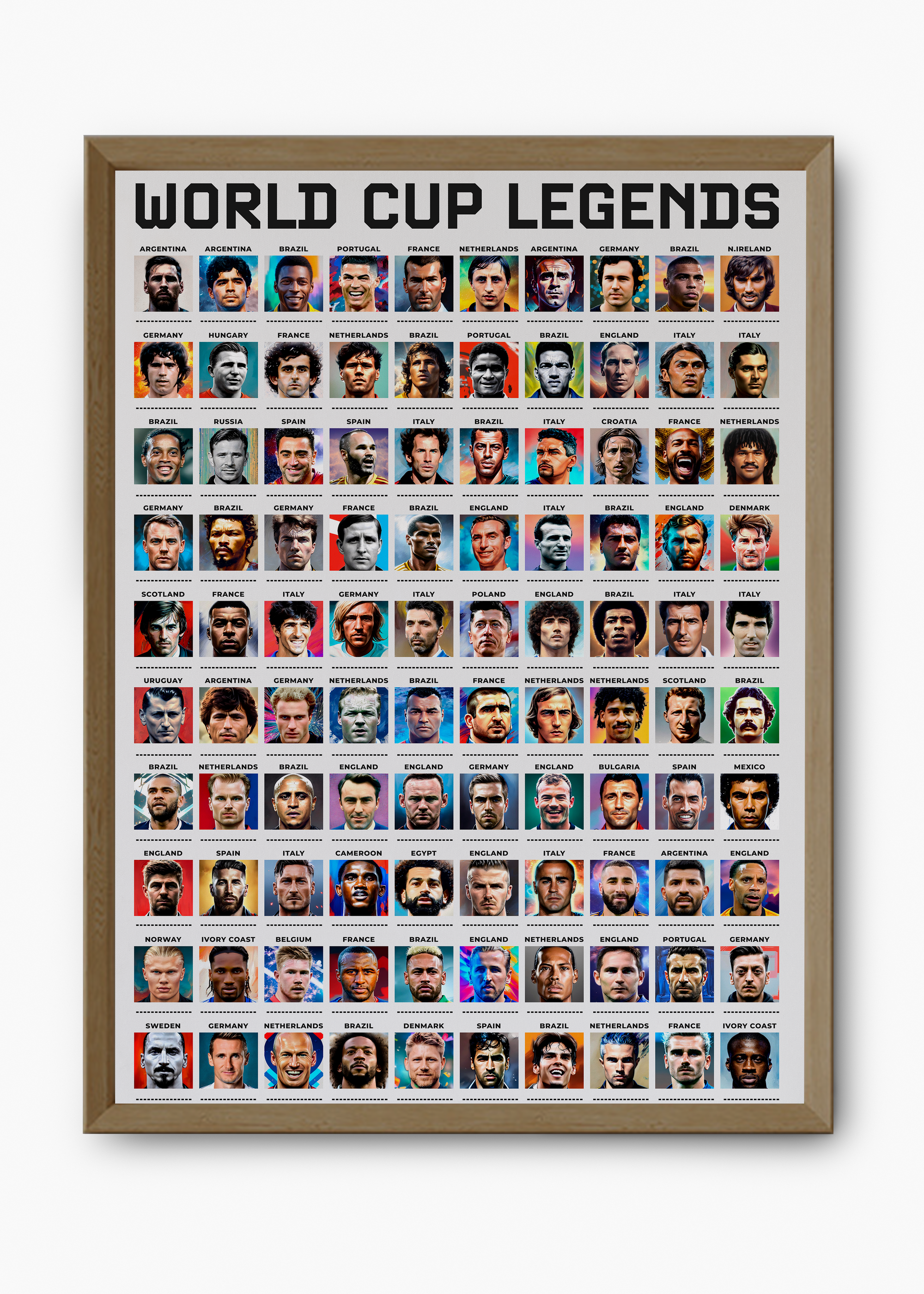 Quadro Jogadores Copa do Mundo Branco - 9
