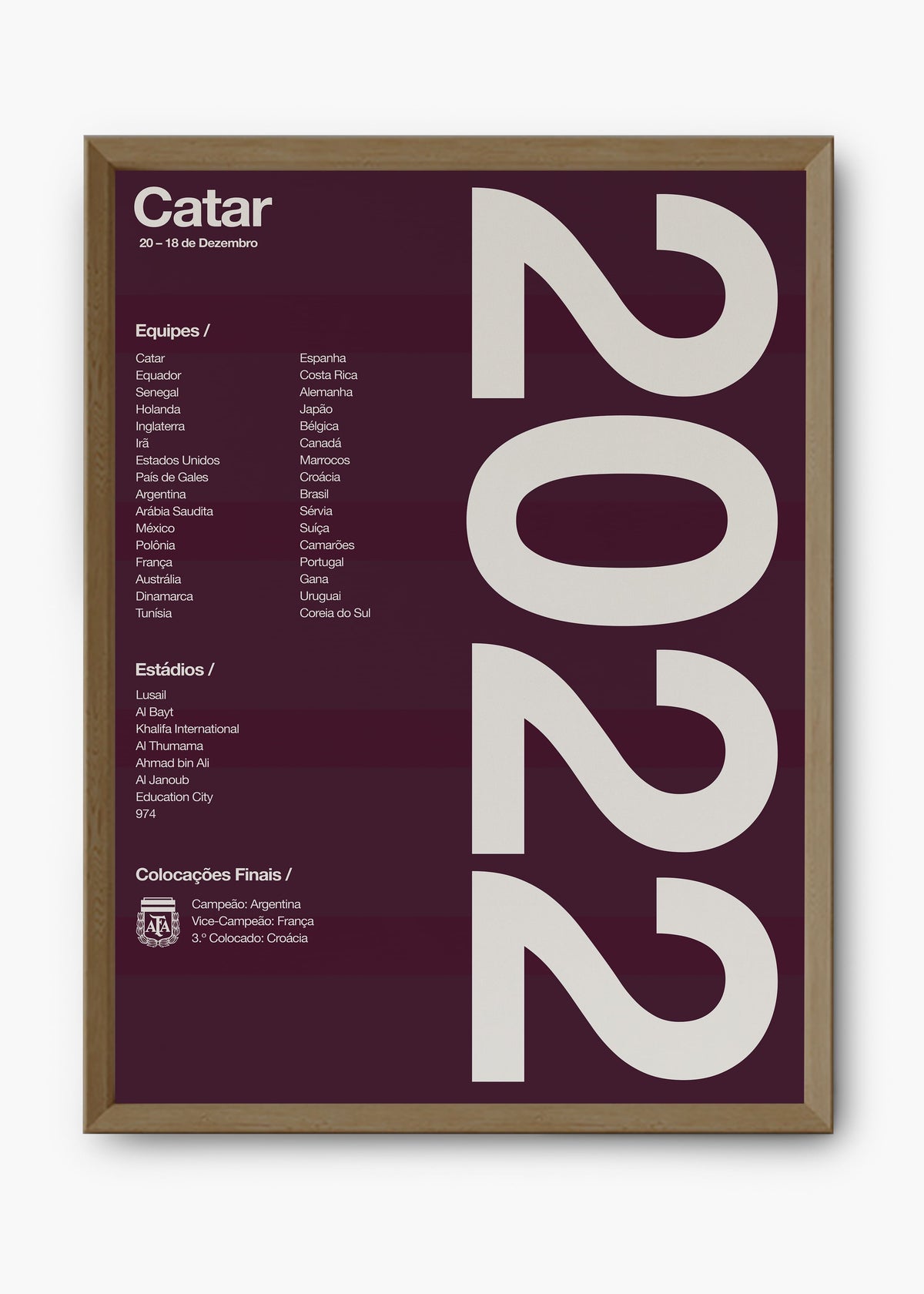 Quadro Copa do Mundo Catar 2022