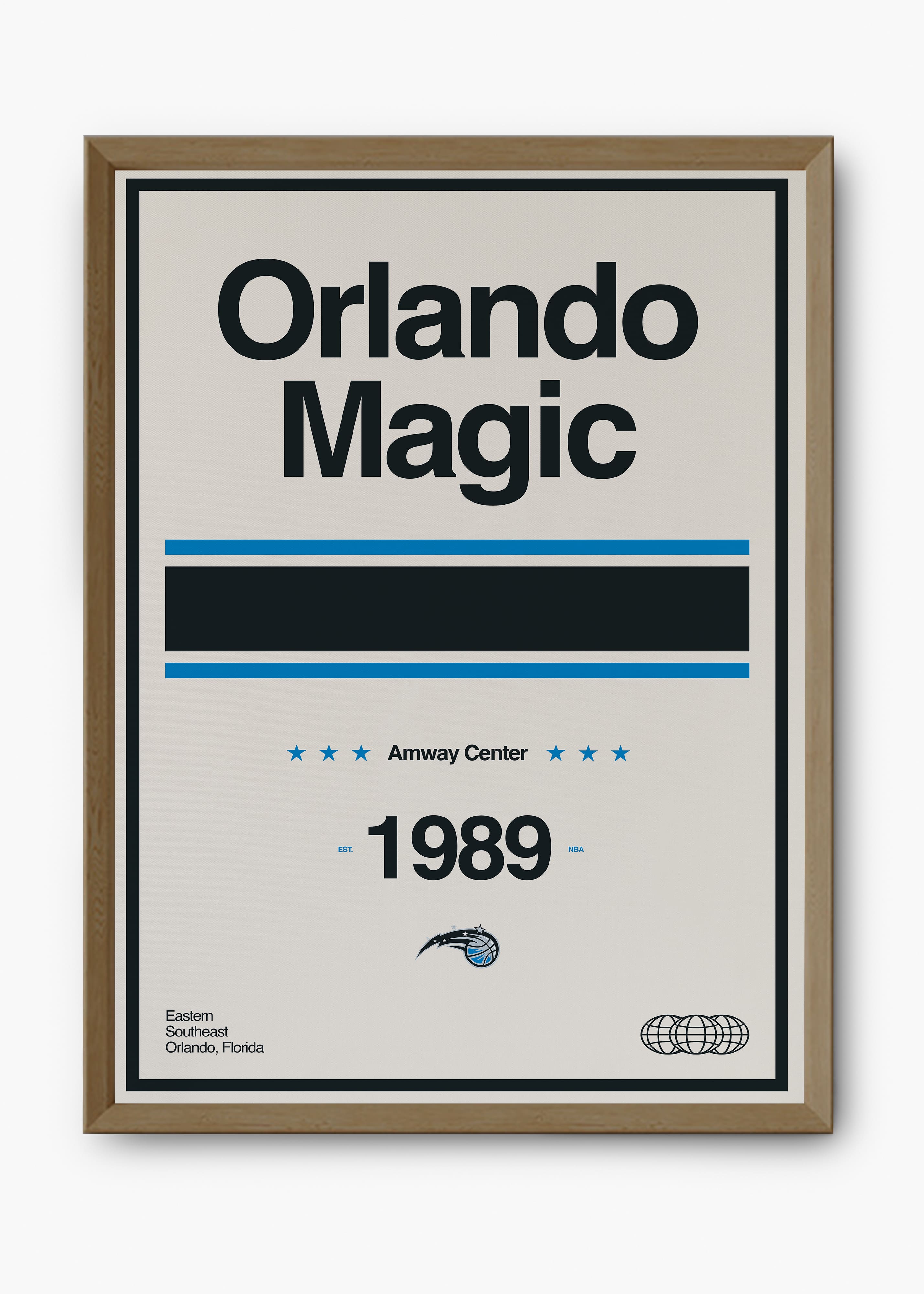 Quadro decorativo NBA Orlando Magic — arte de basquete para parede | Cübe Quadros