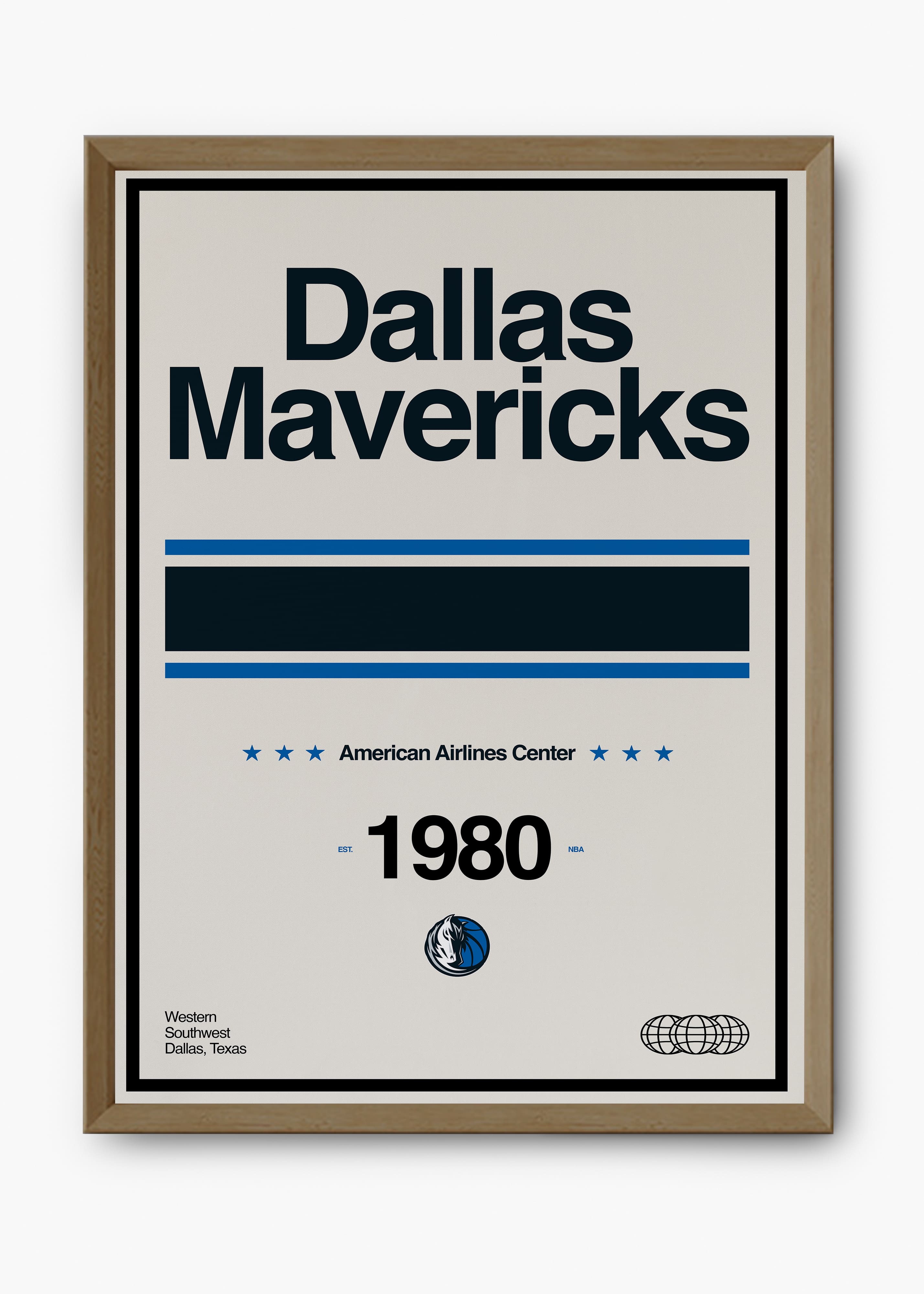 Quadro decorativo NBA Dallas Mavericks — arte de basquete para parede | Cübe Quadros