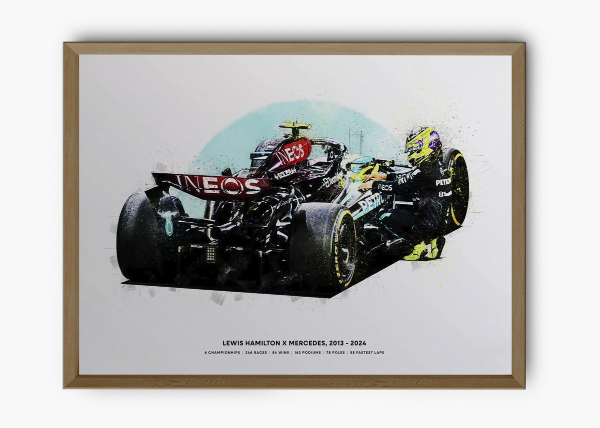Quadro decorativo Lewis Hamilton Mercedes Last Race — arte de automobilismo para parede | Cübe Quadros