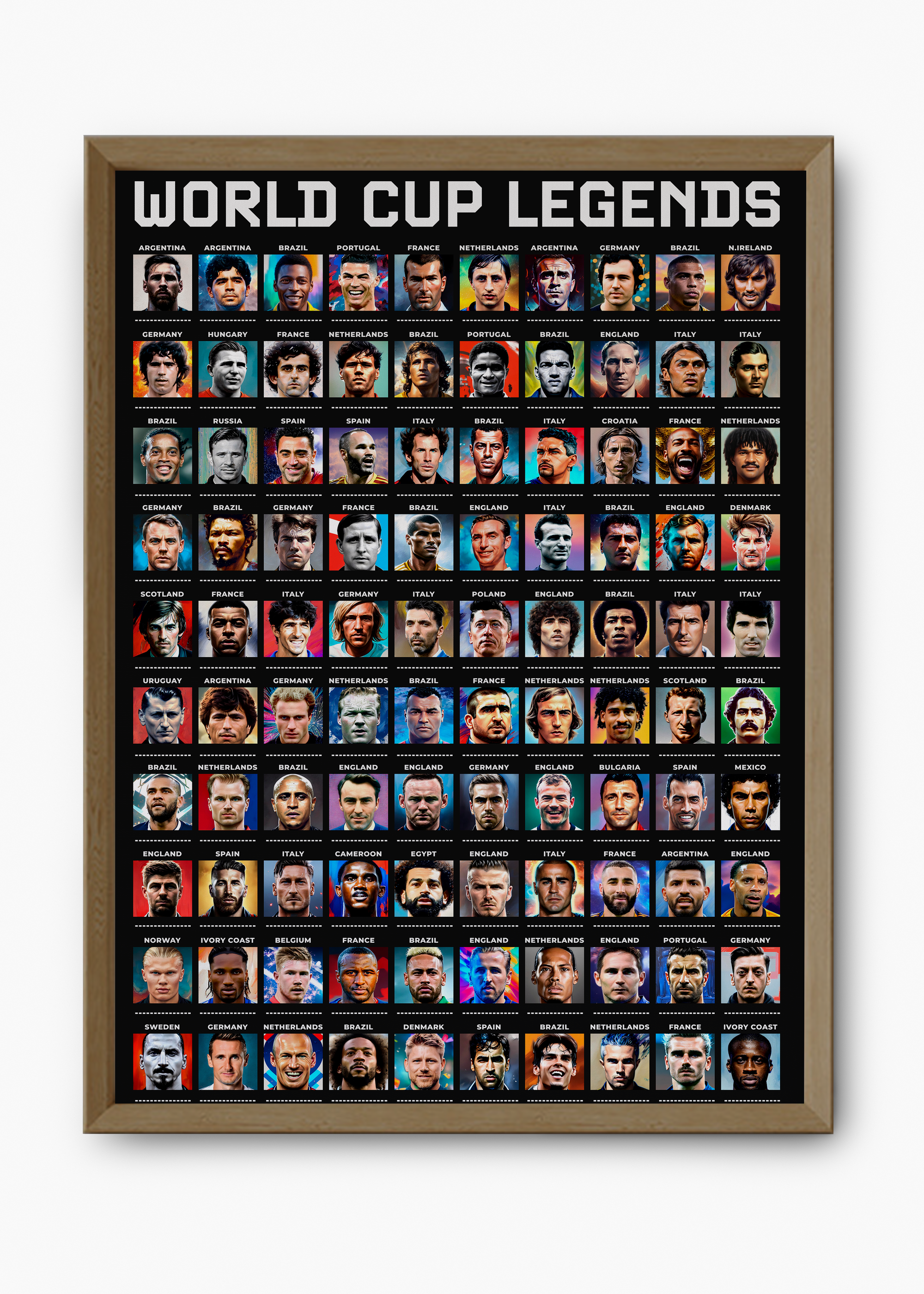 Quadro Jogadores Copa do Mundo Preto - 9