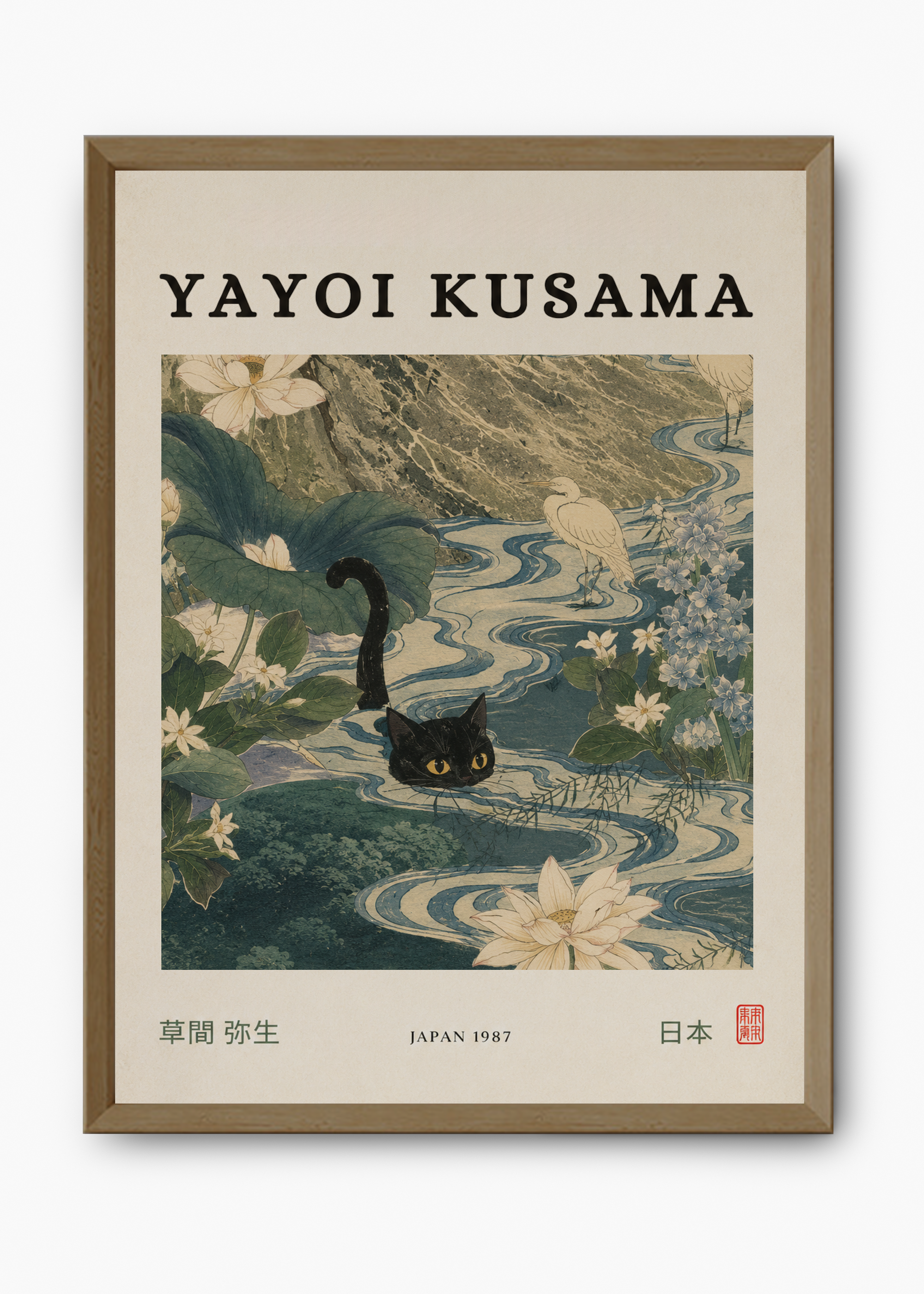 Quadro Japonês Neko Kawa - 9