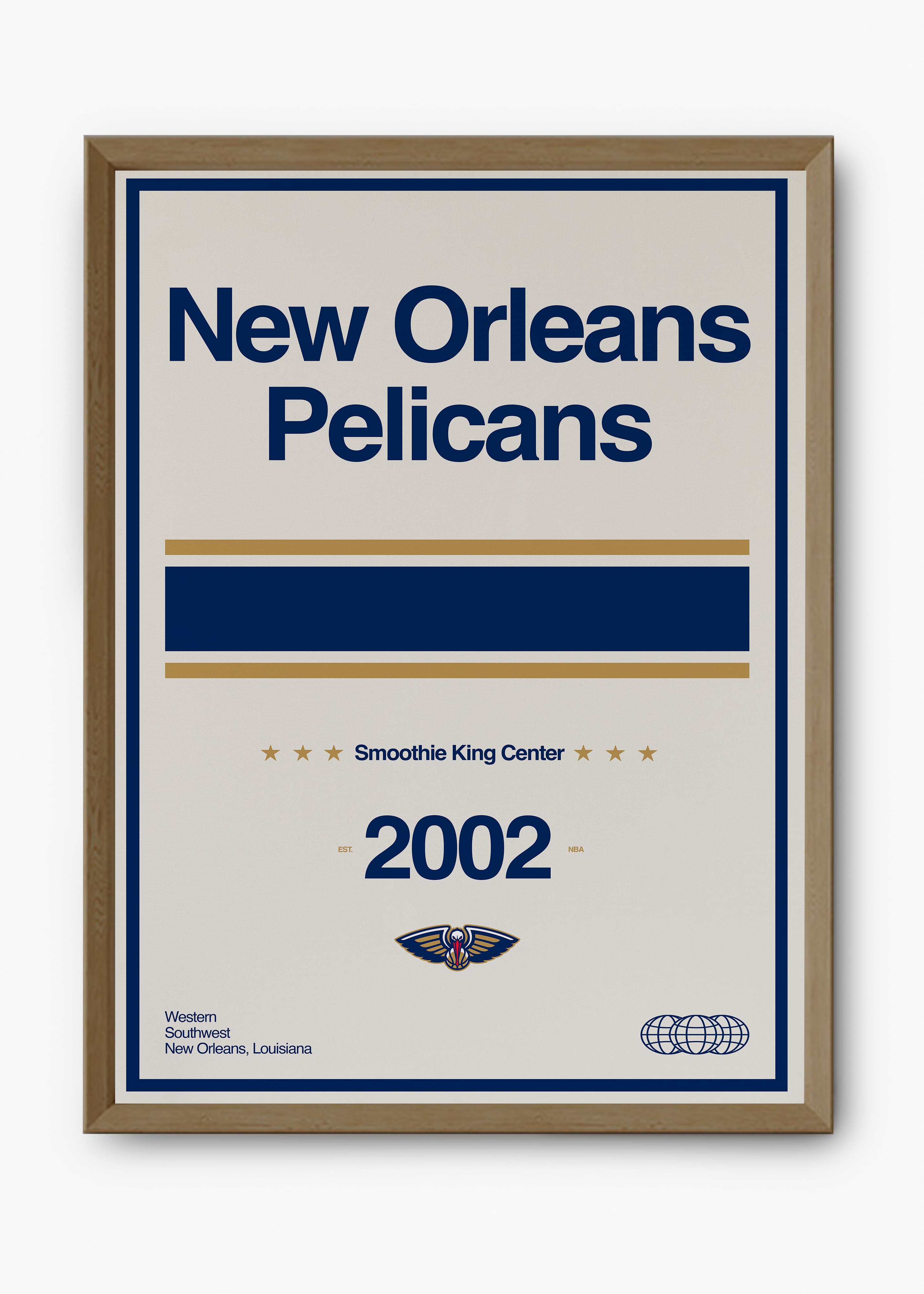 Quadro decorativo NBA New Orleans Pelicans — arte de basquete para parede | Cübe Quadros