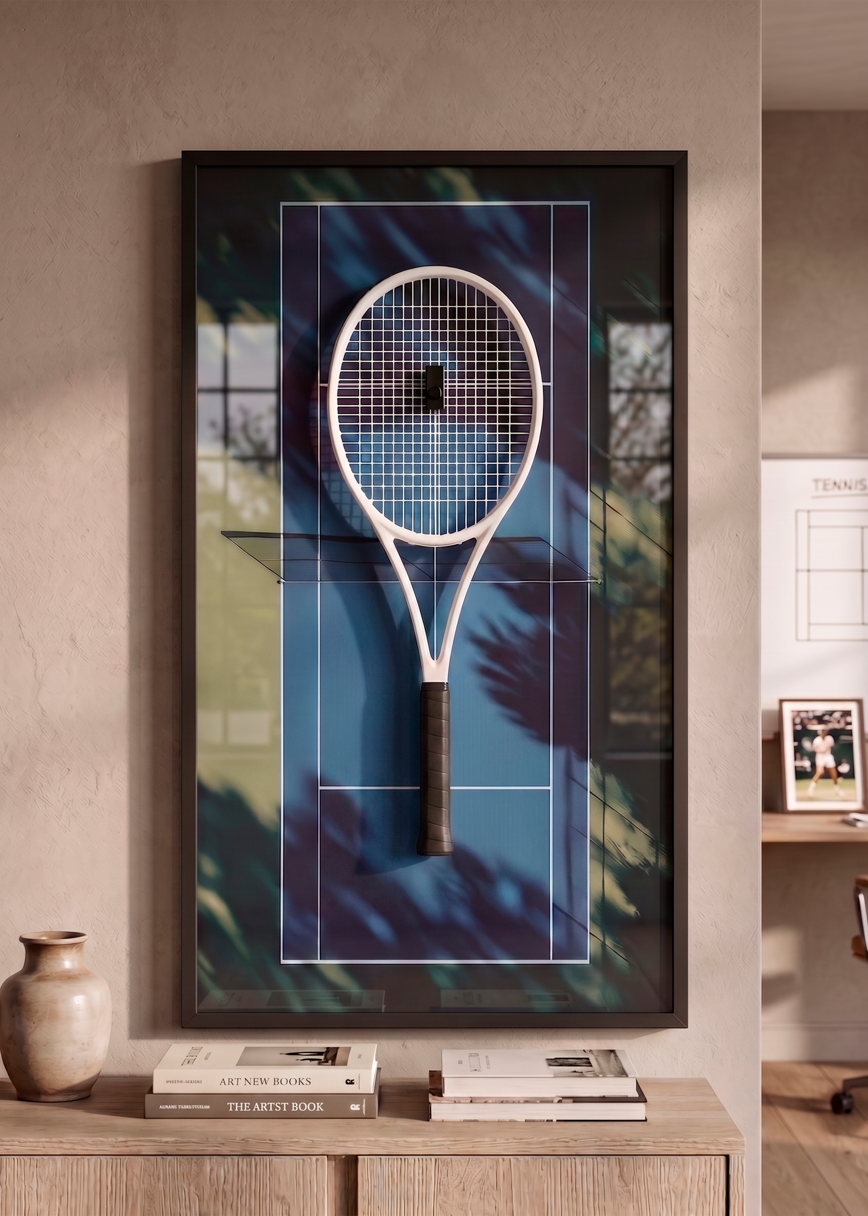 Quadro com Suporte para Raquete de Tênis 45x80 cm | Grand Slam