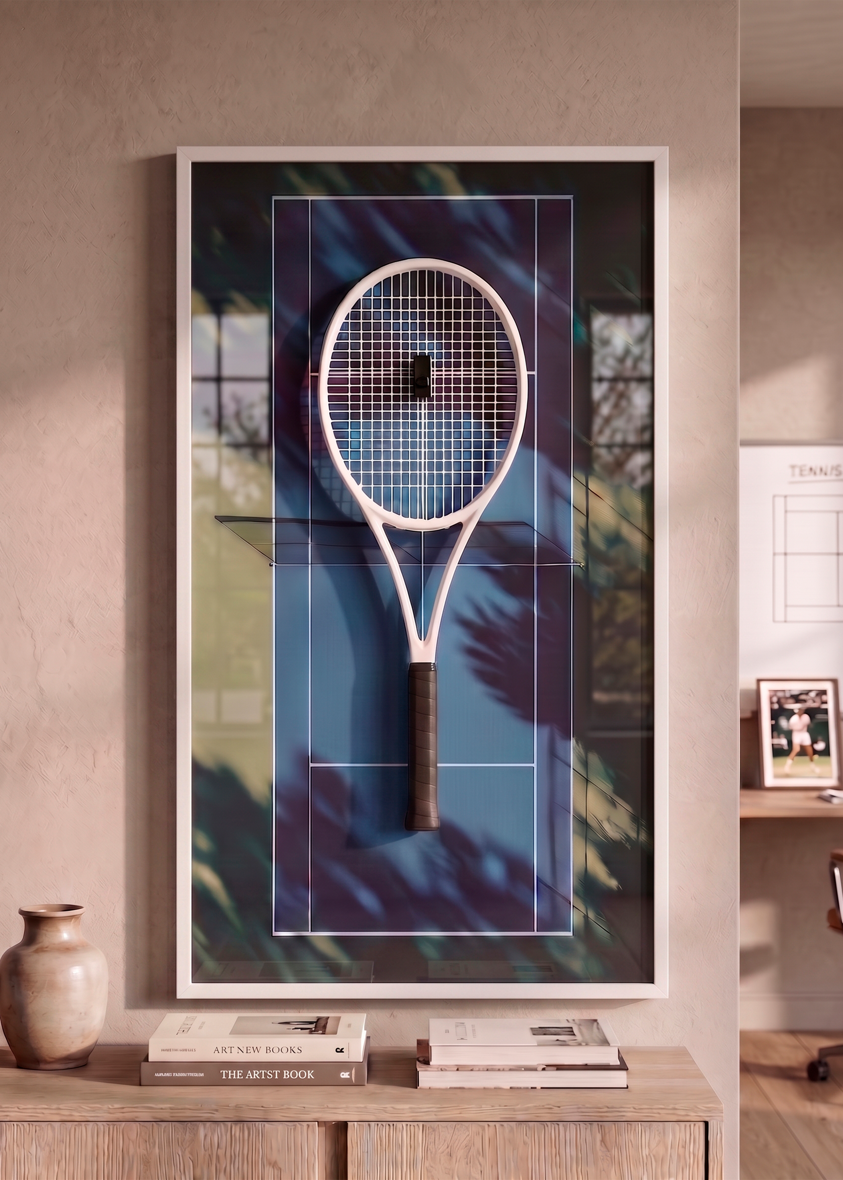 Quadro com Suporte para Raquete de Tênis 45x80 cm | Grand Slam