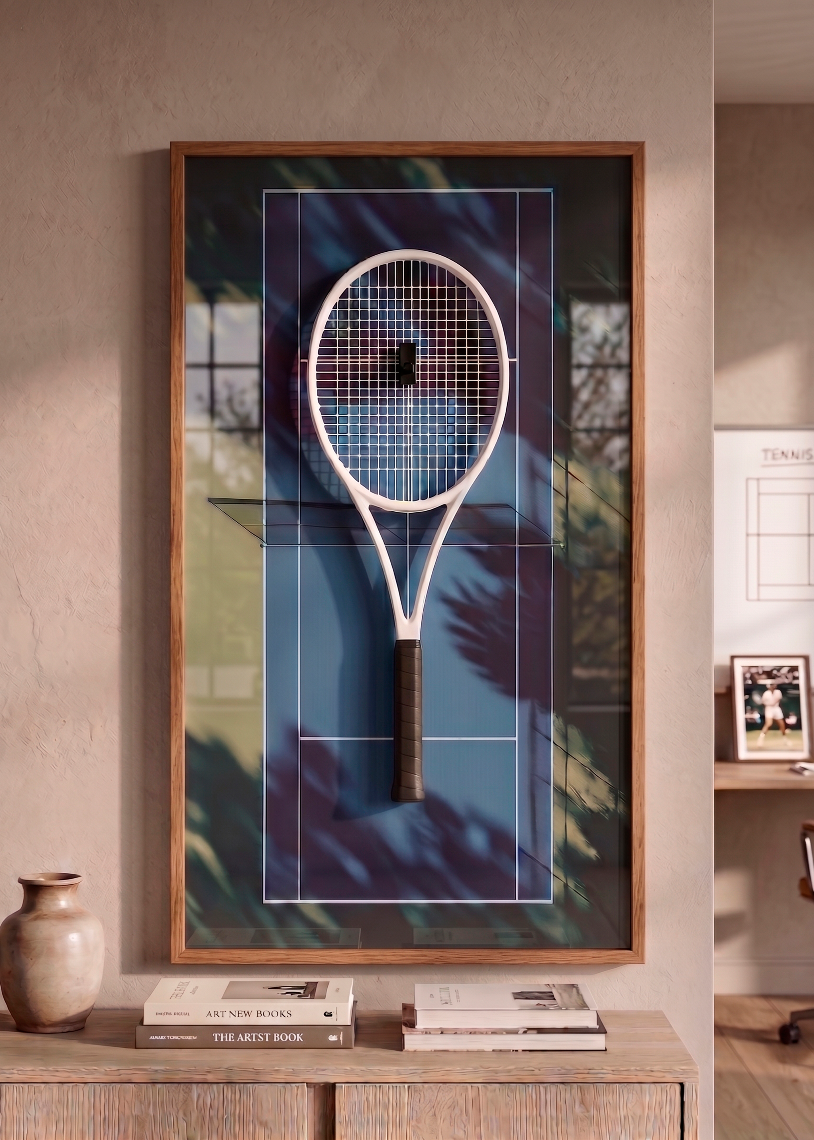 Quadro com Suporte para Raquete de Tênis 45x80 cm | Grand Slam