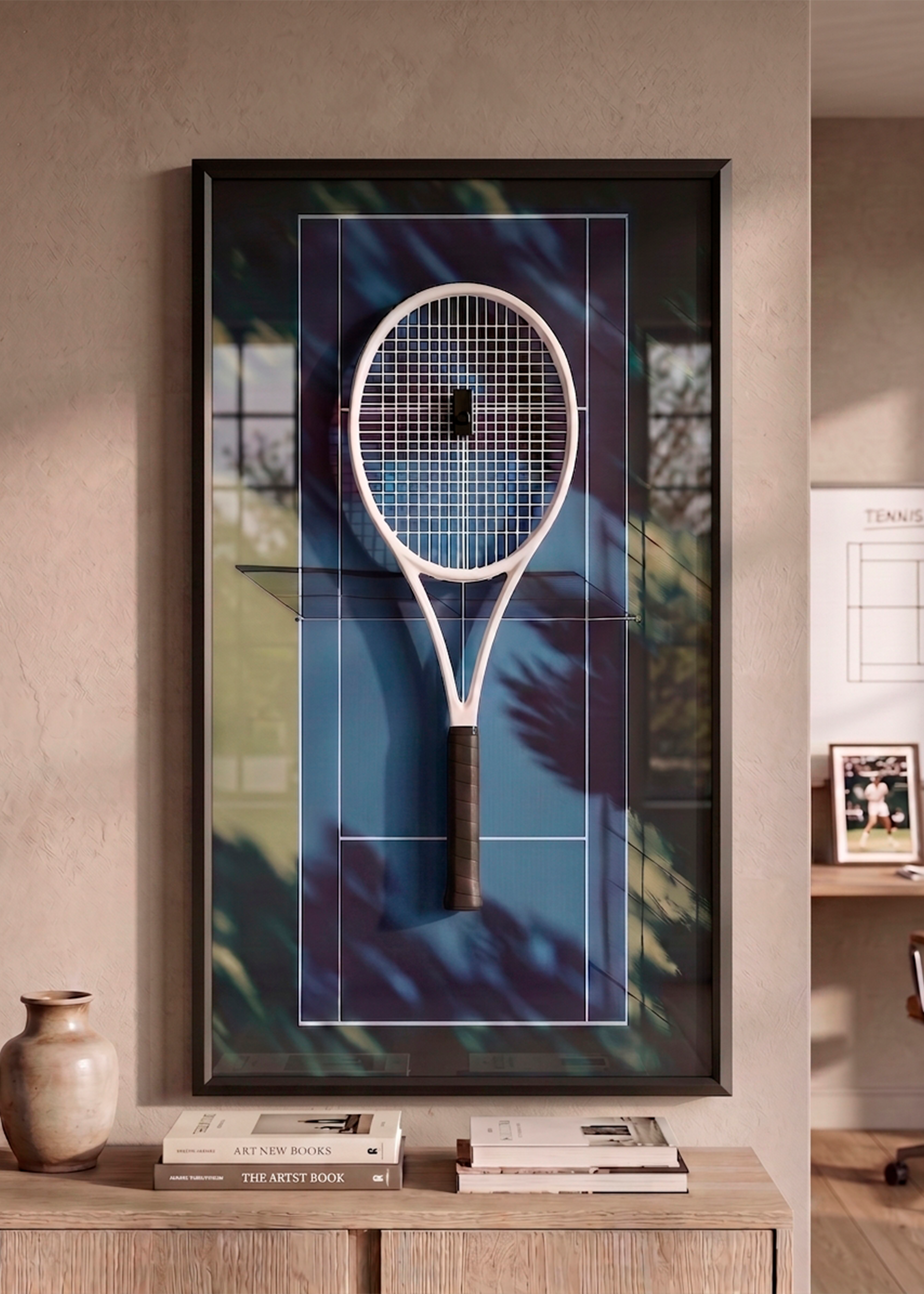 Quadro com Suporte para Raquete de Tênis 45x80 cm | Grand Slam