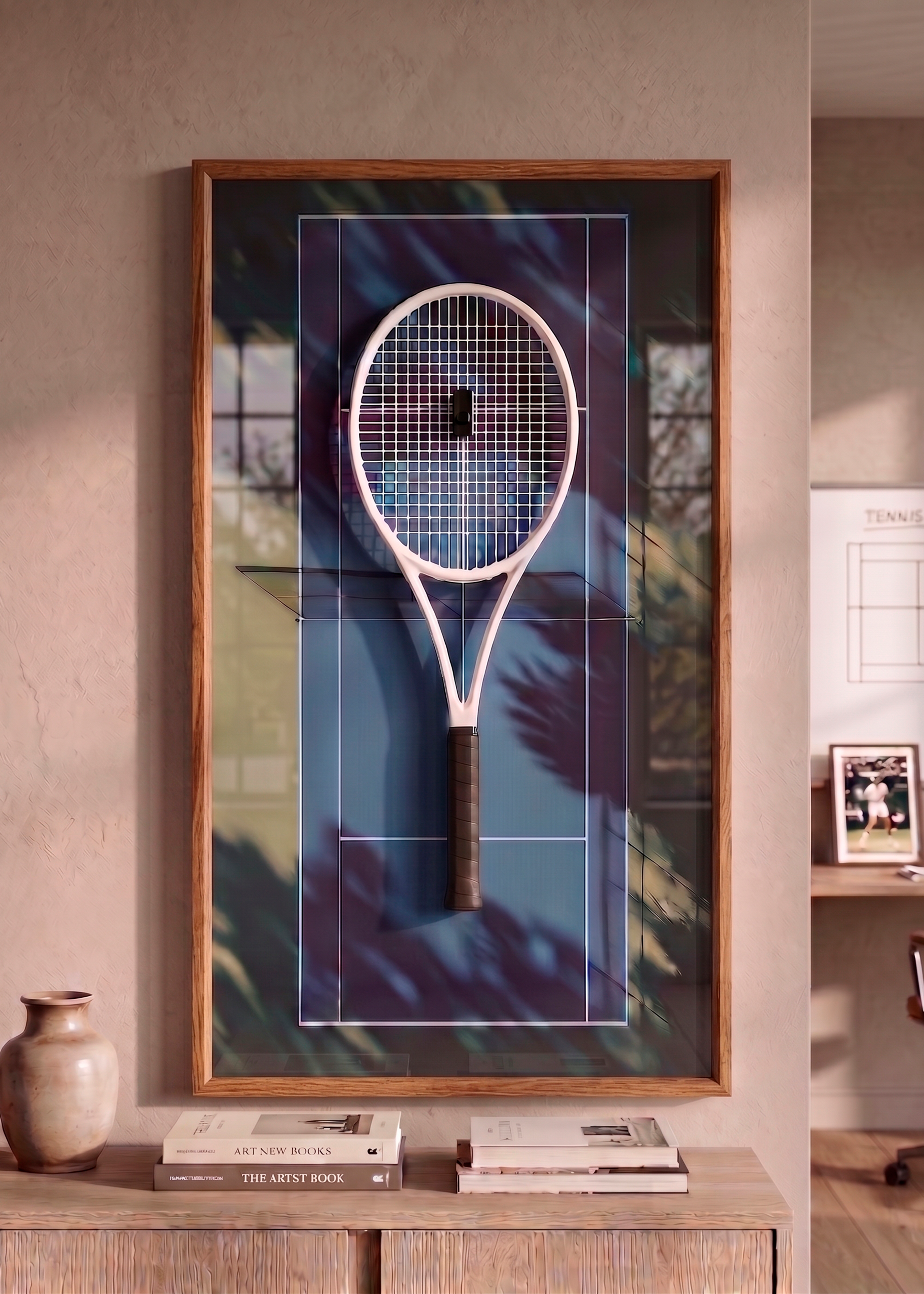 Quadro com Suporte para Raquete de Tênis 45x80 cm | Grand Slam