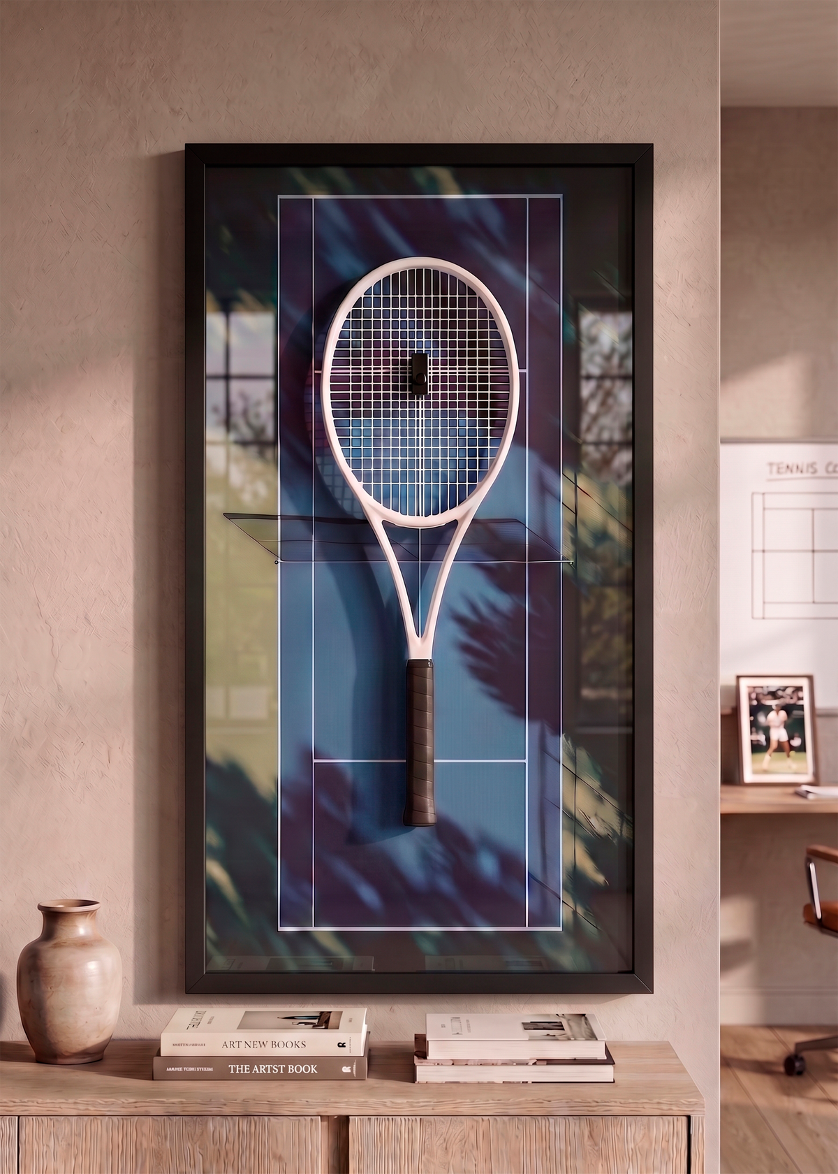 Quadro com Suporte para Raquete de Tênis 45x80 cm | Grand Slam