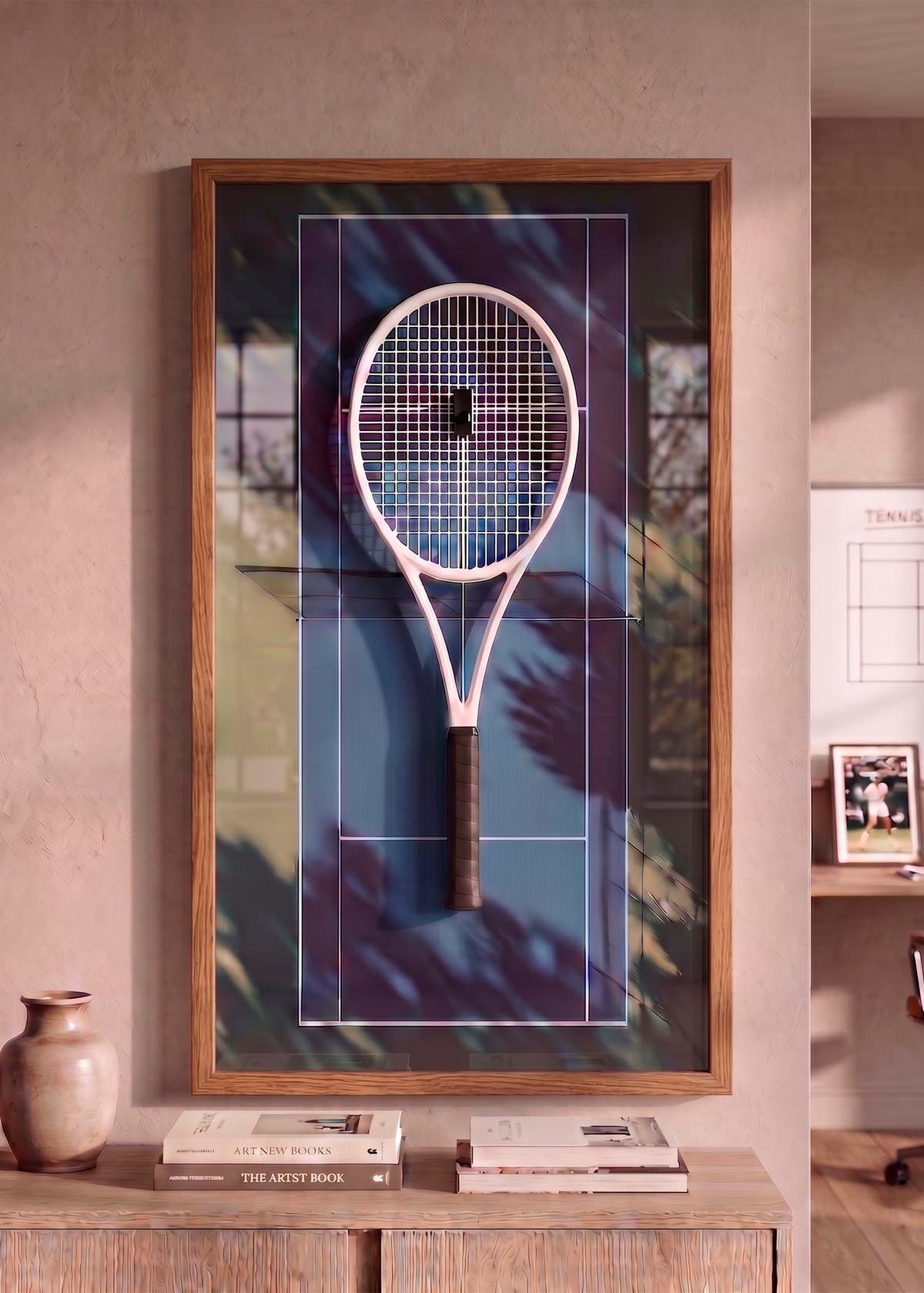 Quadro com Suporte para Raquete de Tênis 45x80 cm | Grand Slam