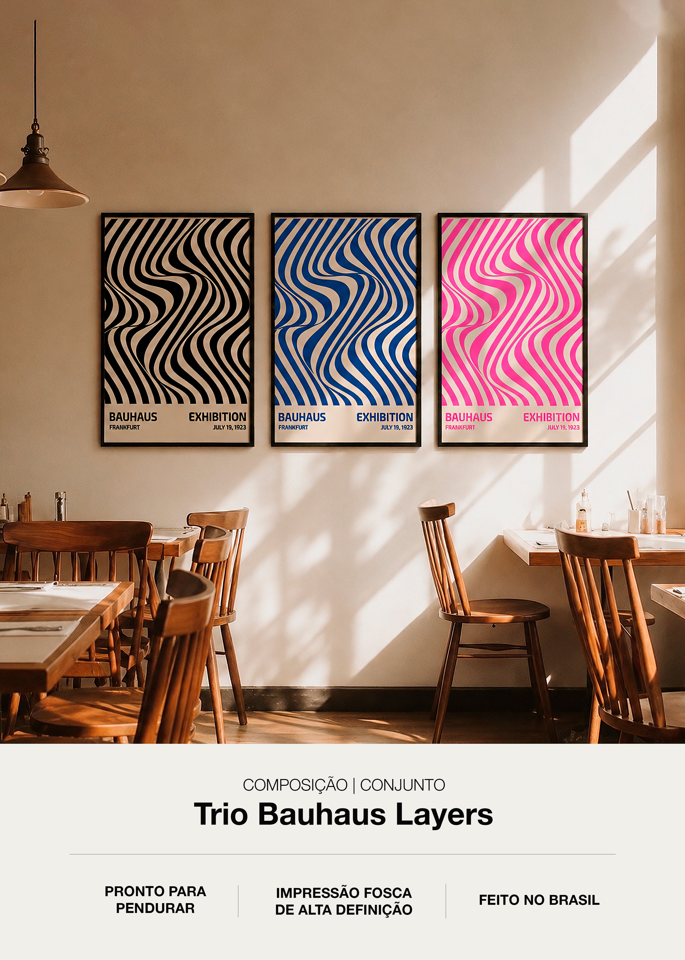 Trio de Quadros Bauhaus - Layers