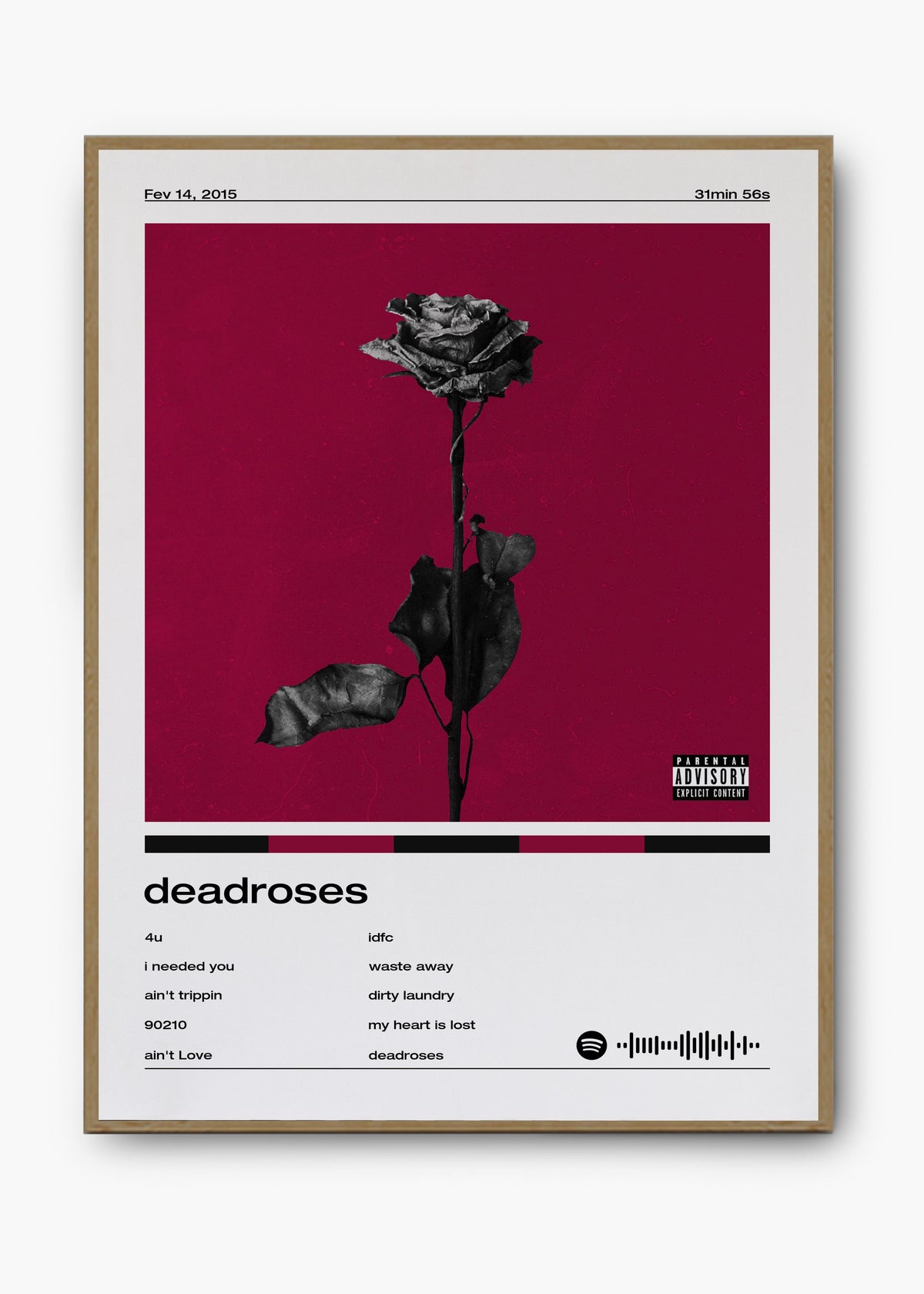 Quadro decorativo Blackbear Deadroses — arte de pop alternativo para parede | Cübe Quadros