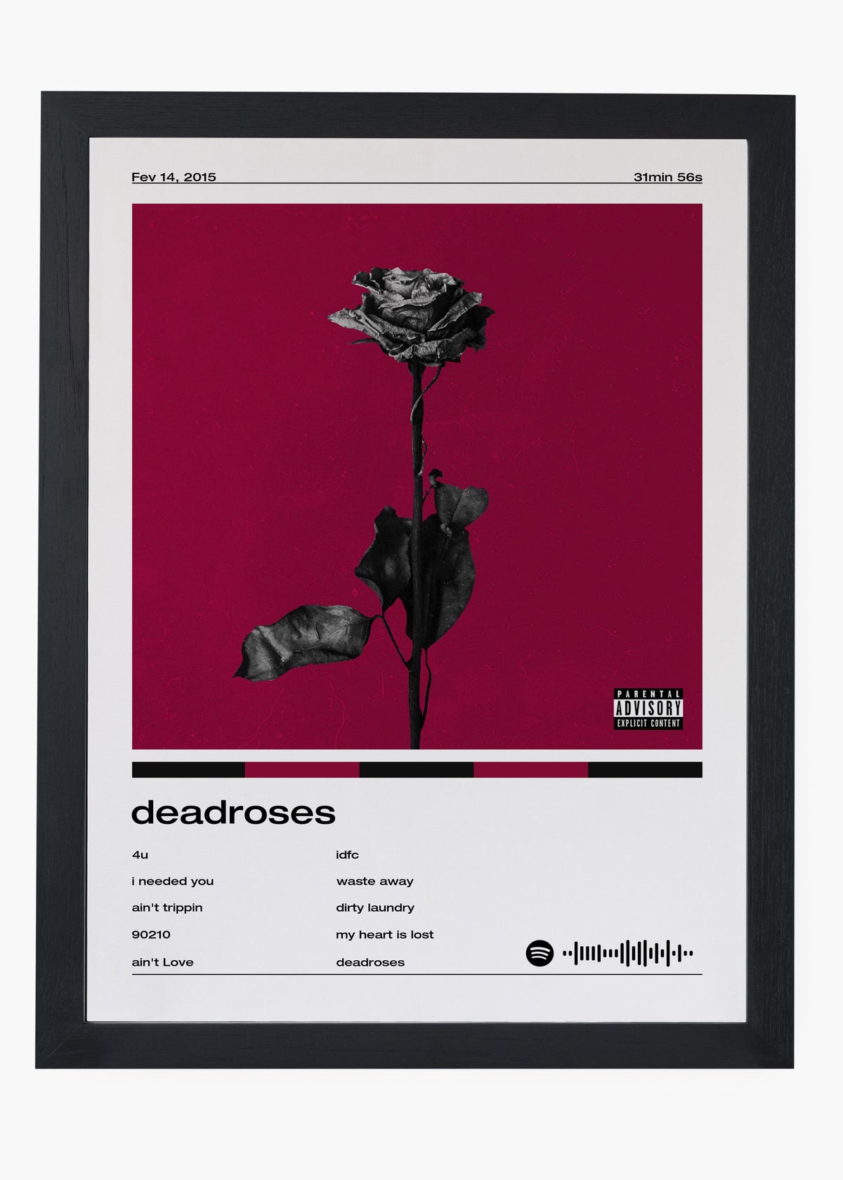Quadro decorativo Blackbear Deadroses — arte de pop alternativo para parede | Cübe Quadros