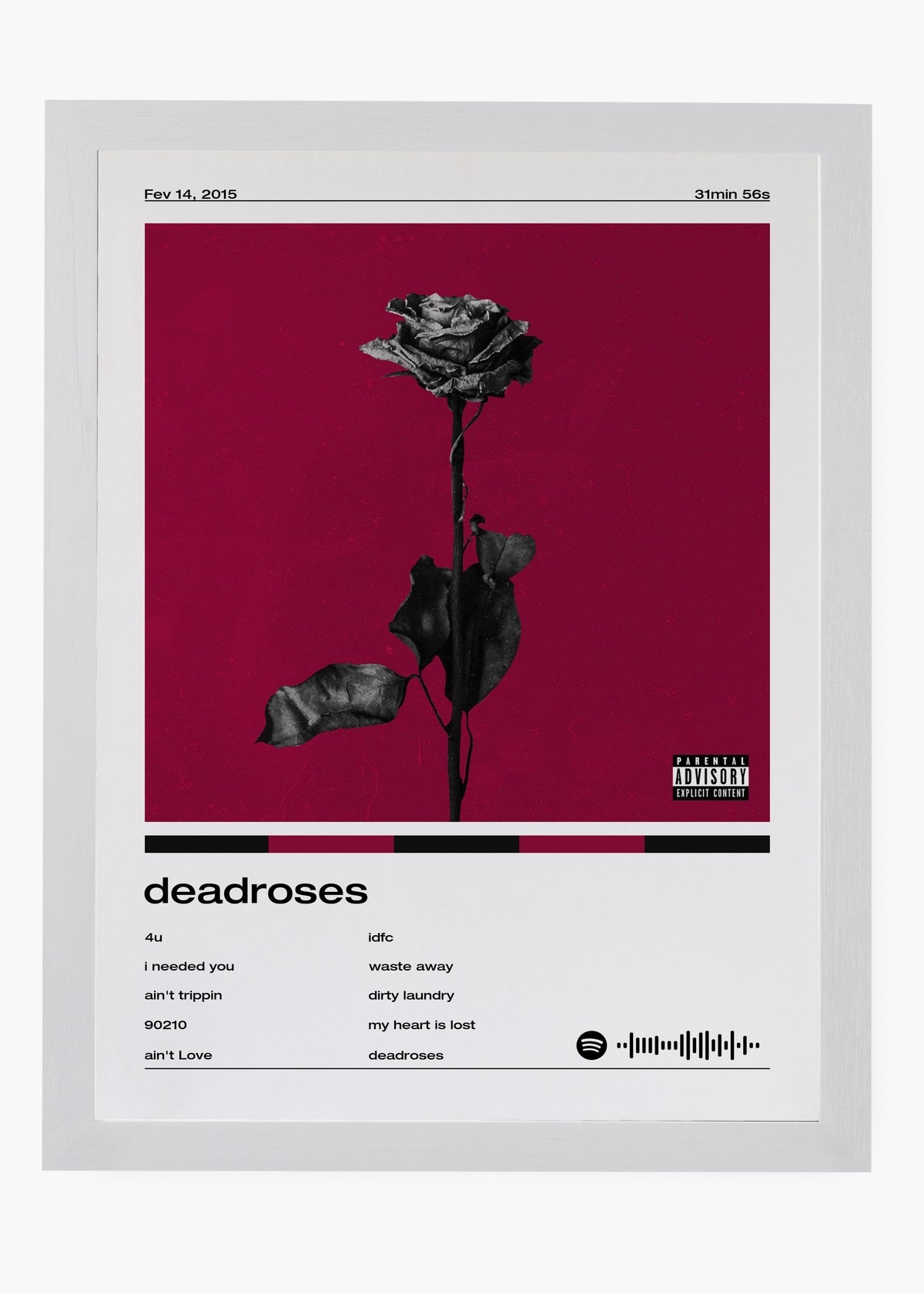 Quadro decorativo Blackbear Deadroses — arte de pop alternativo para parede | Cübe Quadros