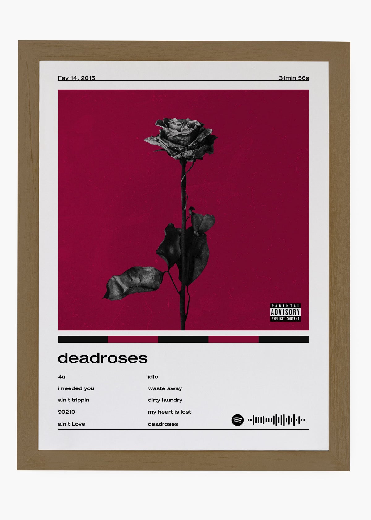 Quadro decorativo Blackbear Deadroses — arte de pop alternativo para parede | Cübe Quadros
