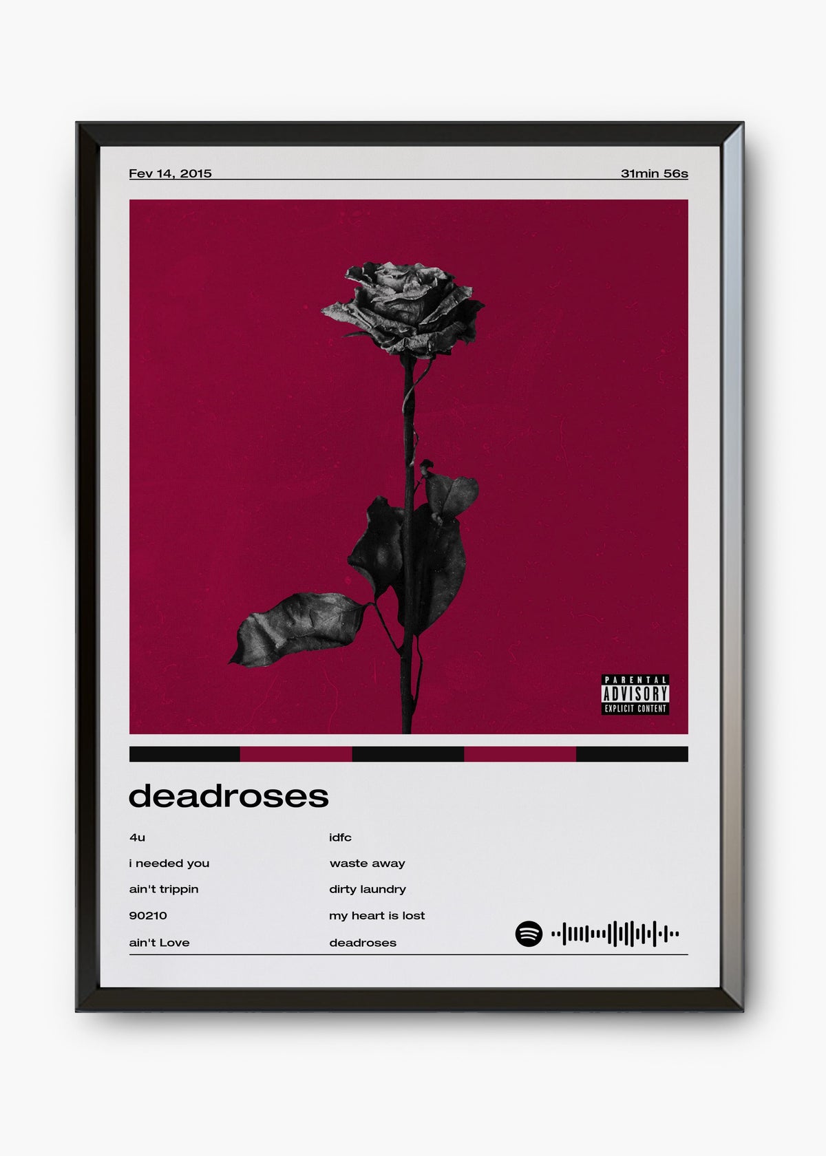Quadro decorativo Blackbear Deadroses — arte de pop alternativo para parede | Cübe Quadros