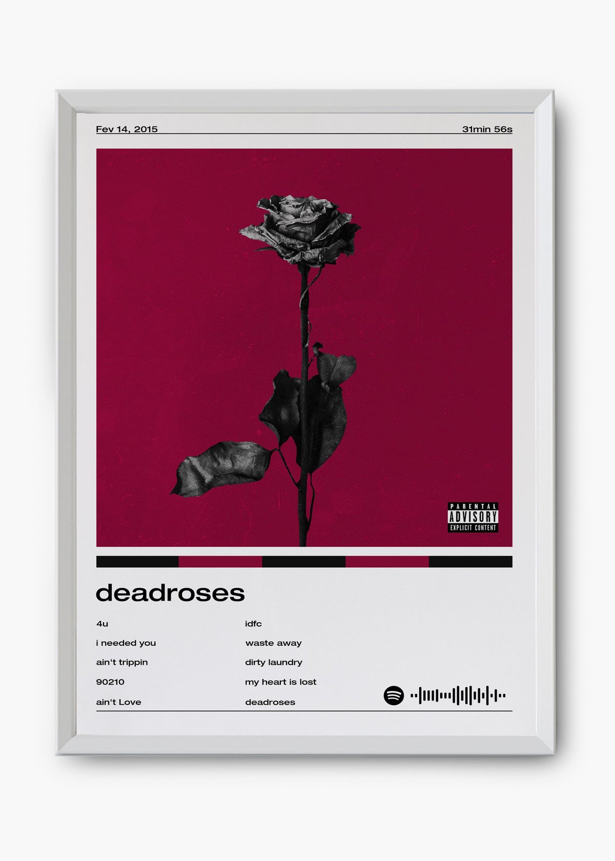 Quadro decorativo Blackbear Deadroses — arte de pop alternativo para parede | Cübe Quadros