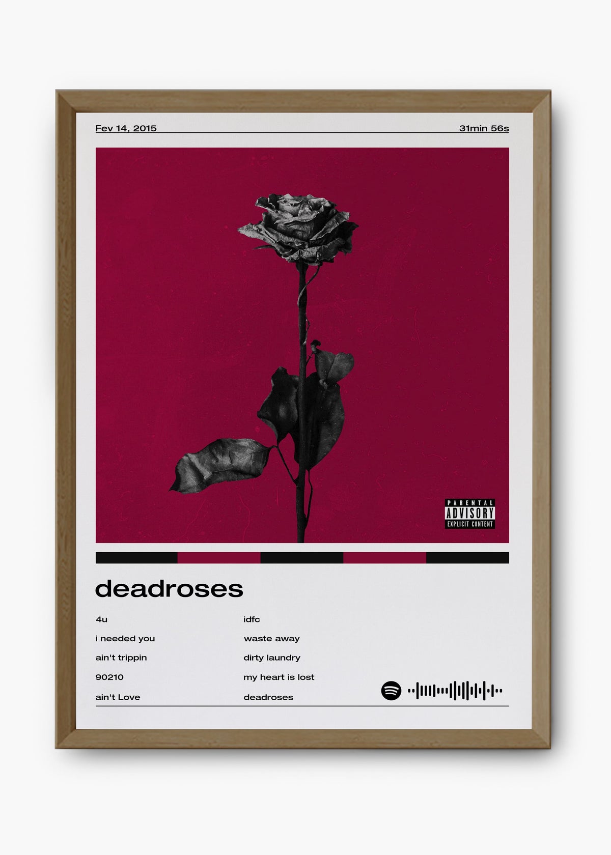 Quadro decorativo Blackbear Deadroses — arte de pop alternativo para parede | Cübe Quadros