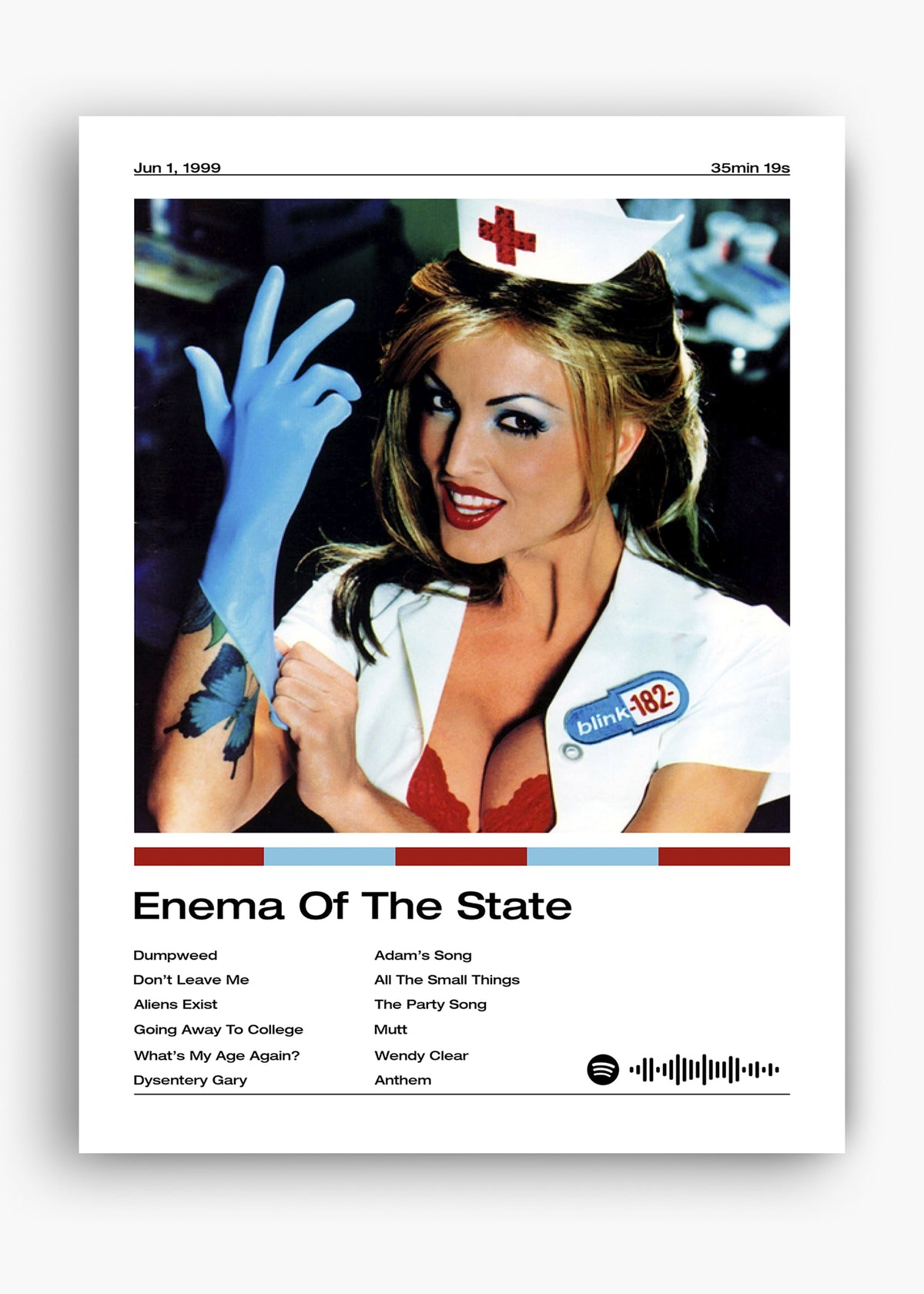 Quadro decorativo Blink-182 Enema of the State — arte de pop punk para parede | Cübe Quadros