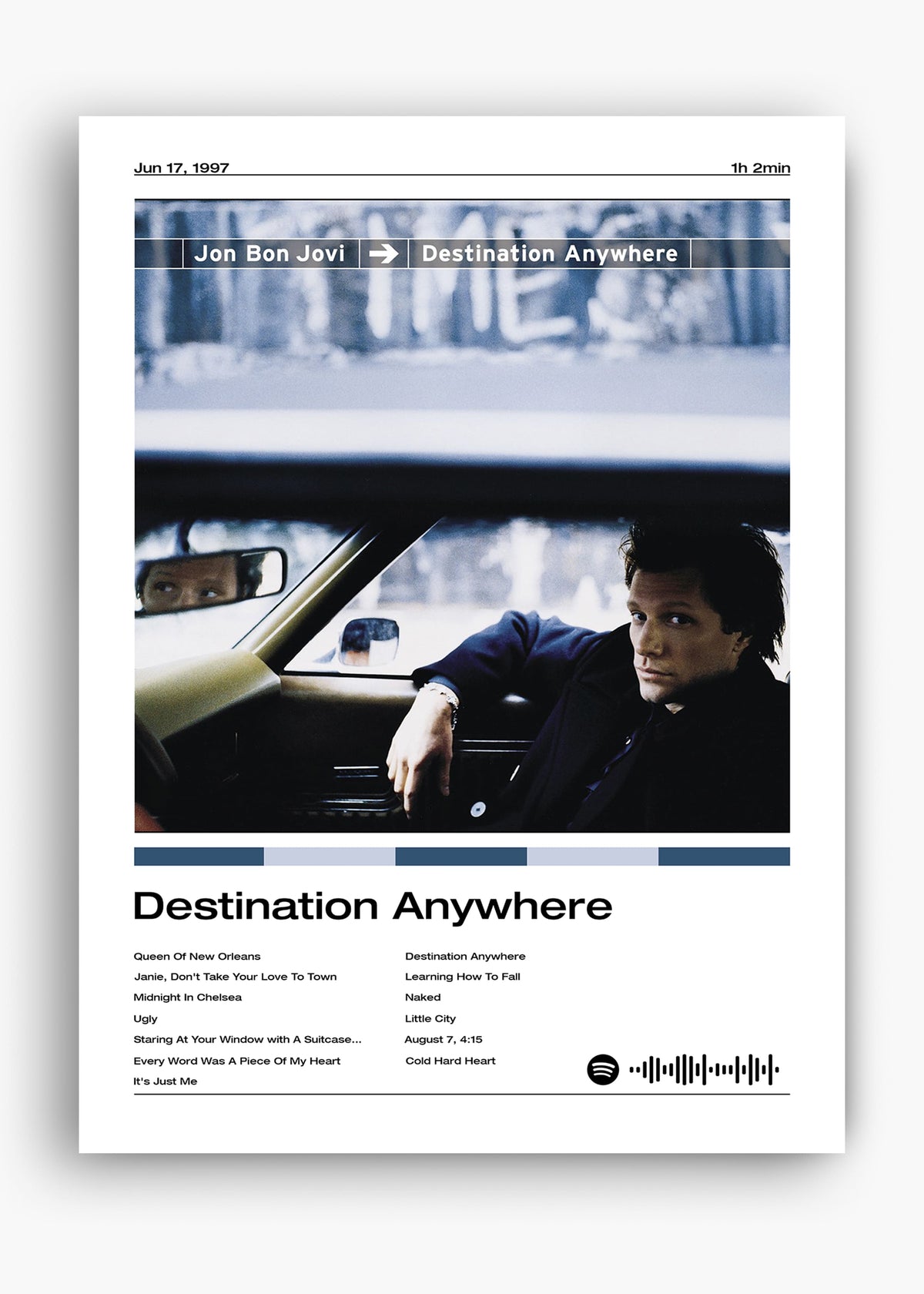 Quadro decorativo Bon Jovi Destination Anywhere — arte de rock para parede | Cübe Quadros