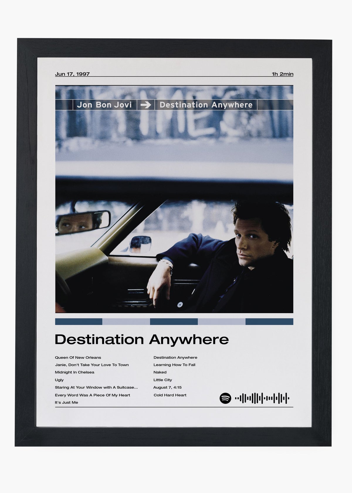 Quadro decorativo Bon Jovi Destination Anywhere — arte de rock para parede | Cübe Quadros
