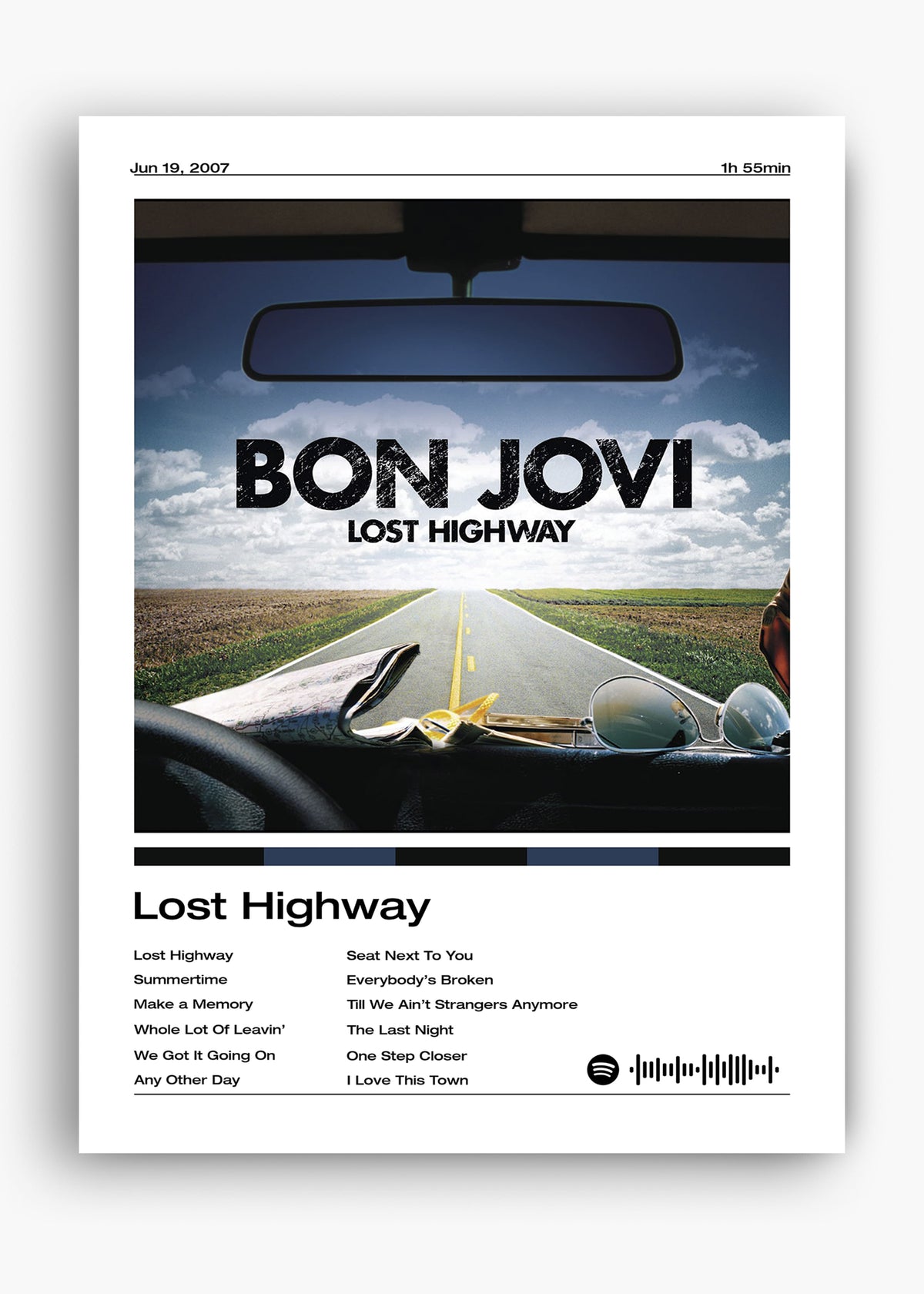 Quadro decorativo Bon Jovi Lost Highway — arte de rock para parede | Cübe Quadros