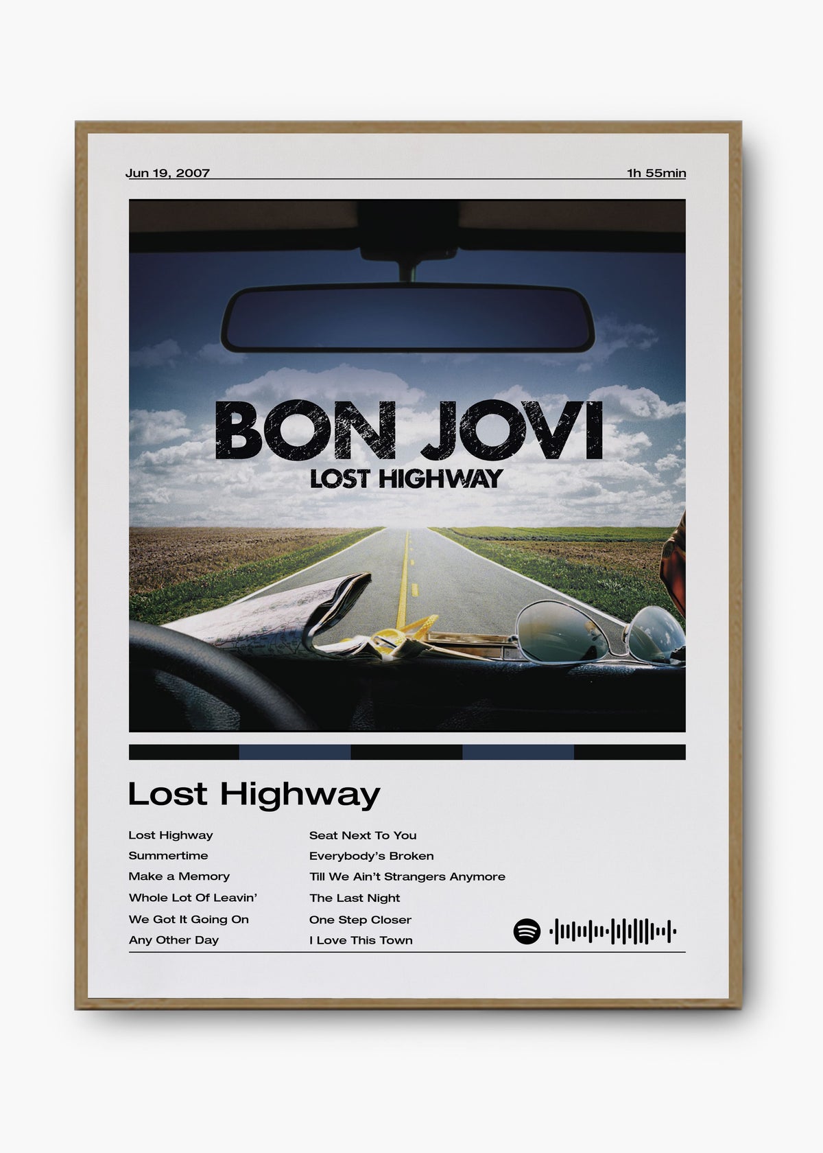 Quadro decorativo Bon Jovi Lost Highway — arte de rock para parede | Cübe Quadros