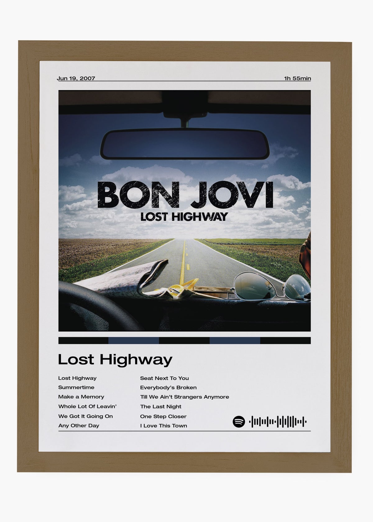 Quadro decorativo Bon Jovi Lost Highway — arte de rock para parede | Cübe Quadros