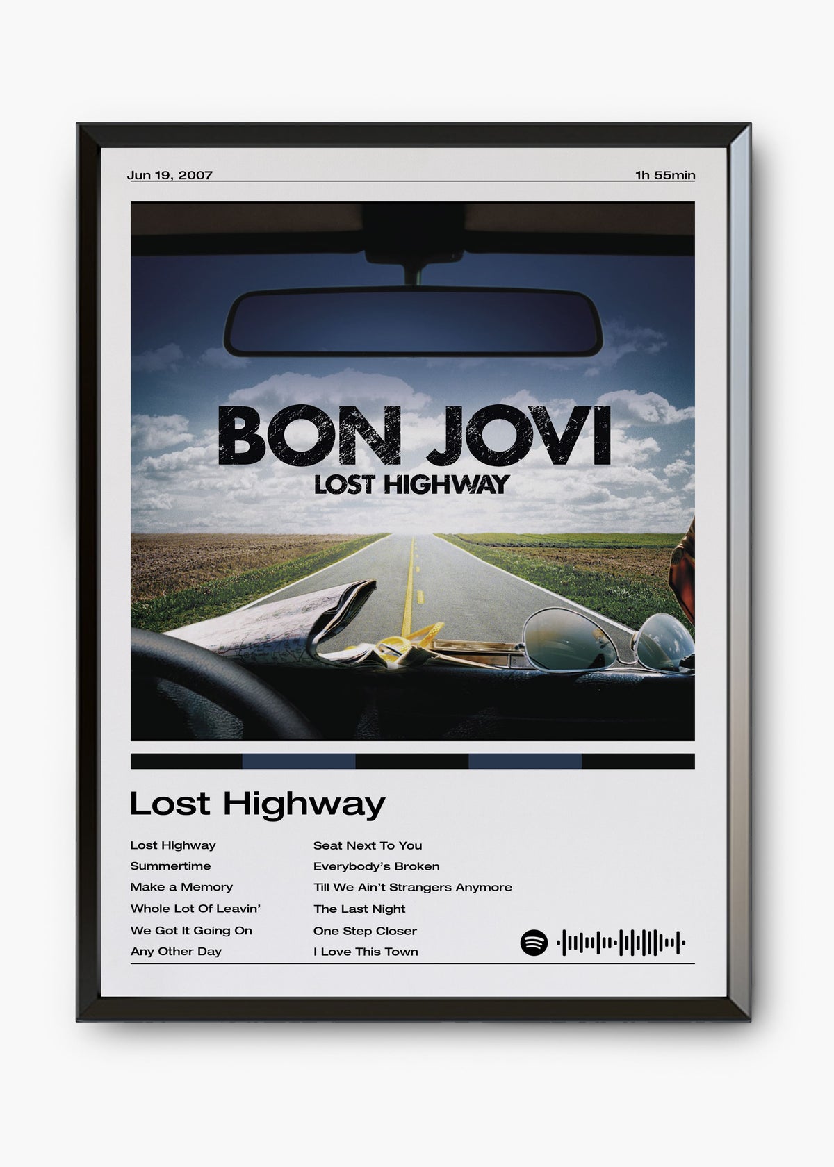 Quadro decorativo Bon Jovi Lost Highway — arte de rock para parede | Cübe Quadros