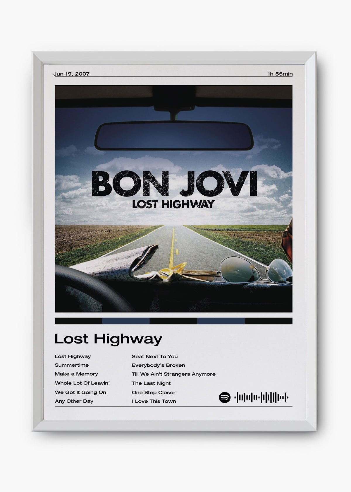 Quadro decorativo Bon Jovi Lost Highway — arte de rock para parede | Cübe Quadros