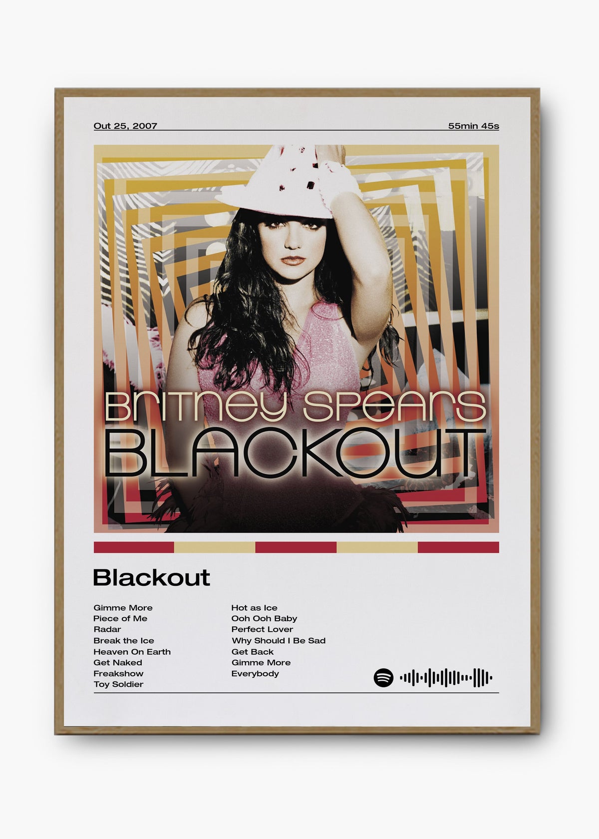 Quadro decorativo Britney Spears Blackout — arte pop para parede | Cübe Quadros