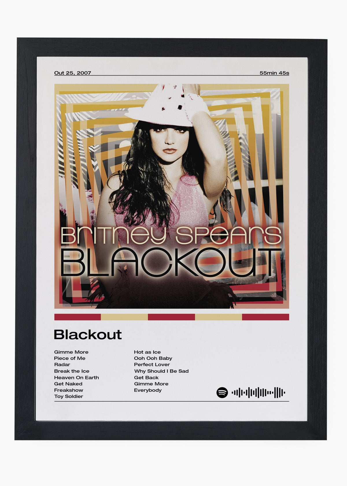Quadro decorativo Britney Spears Blackout — arte pop para parede | Cübe Quadros