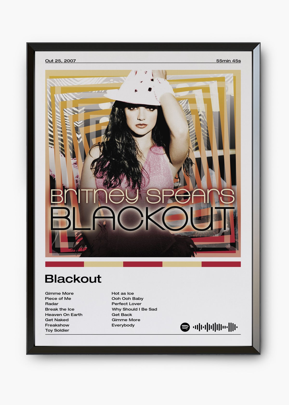 Quadro decorativo Britney Spears Blackout — arte pop para parede | Cübe Quadros