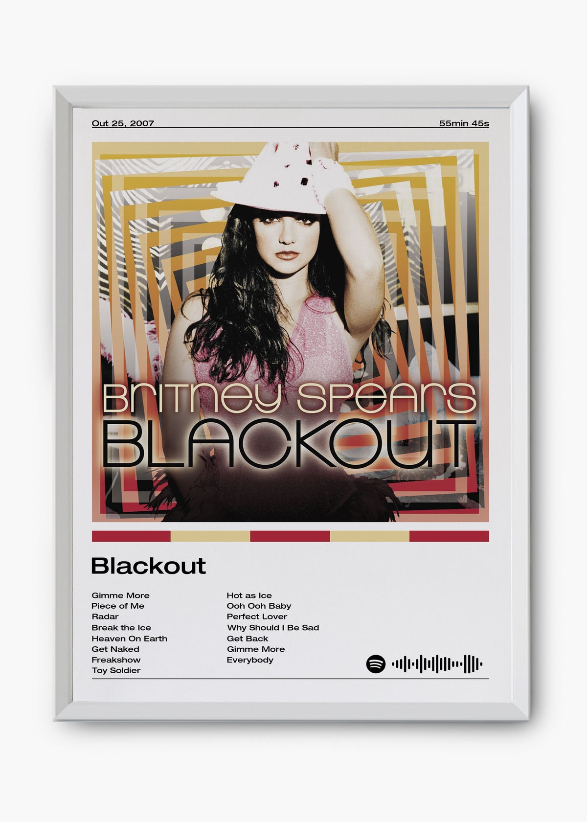 Quadro decorativo Britney Spears Blackout — arte pop para parede | Cübe Quadros