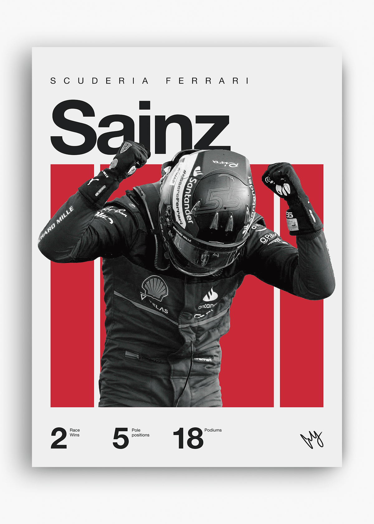 Quadro decorativo Carlos Sainz F1 — arte de automobilismo para parede | Cübe Quadros