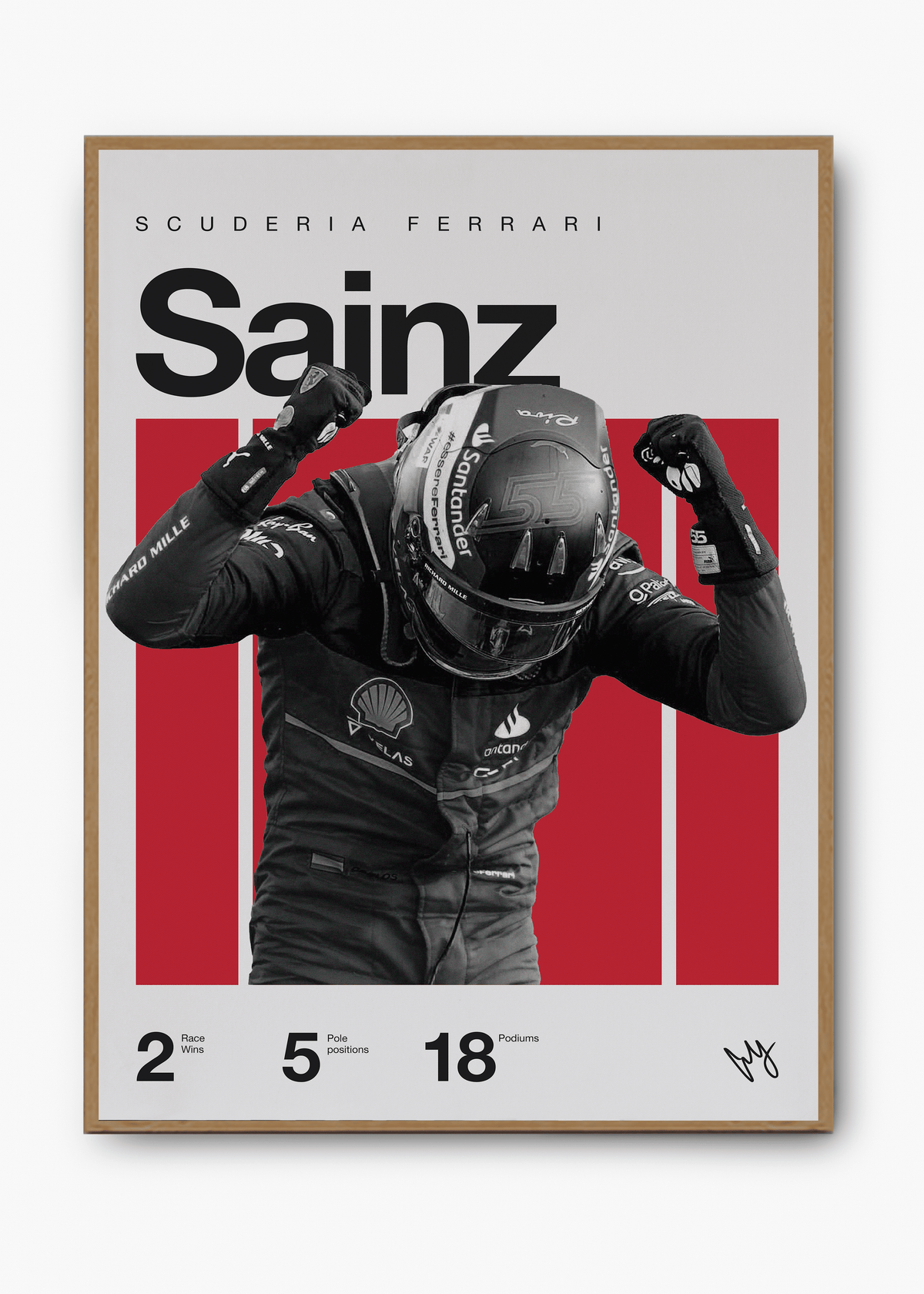 Quadro decorativo Carlos Sainz F1 — arte de automobilismo para parede | Cübe Quadros