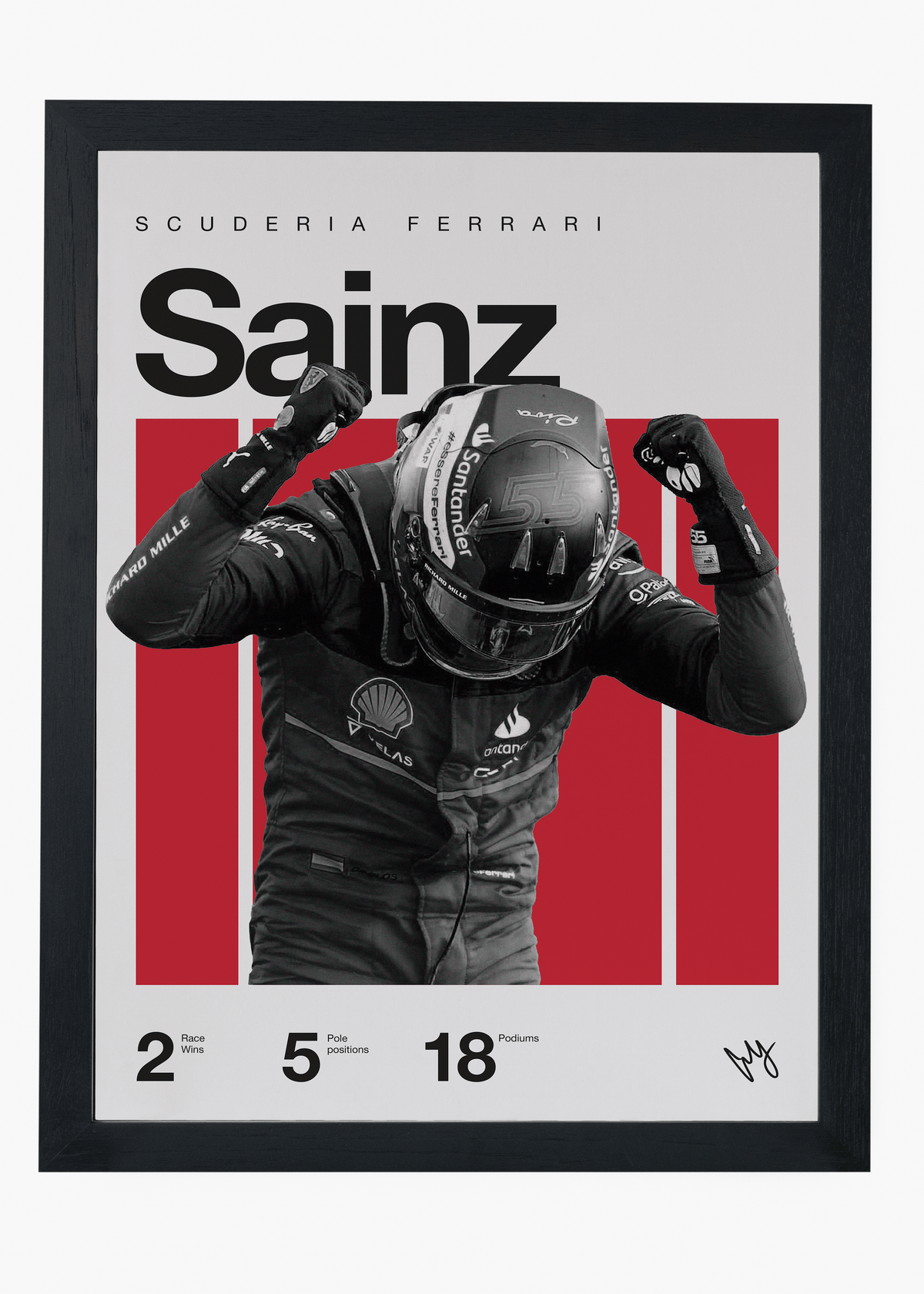 Quadro decorativo Carlos Sainz F1 — arte de automobilismo para parede | Cübe Quadros