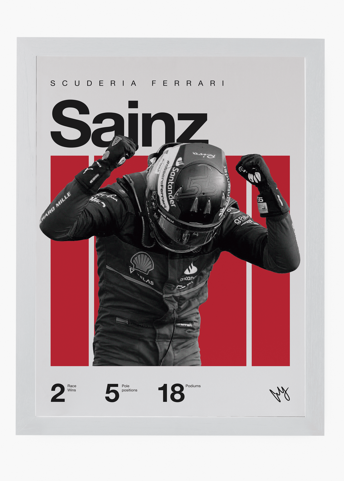Quadro decorativo Carlos Sainz F1 — arte de automobilismo para parede | Cübe Quadros